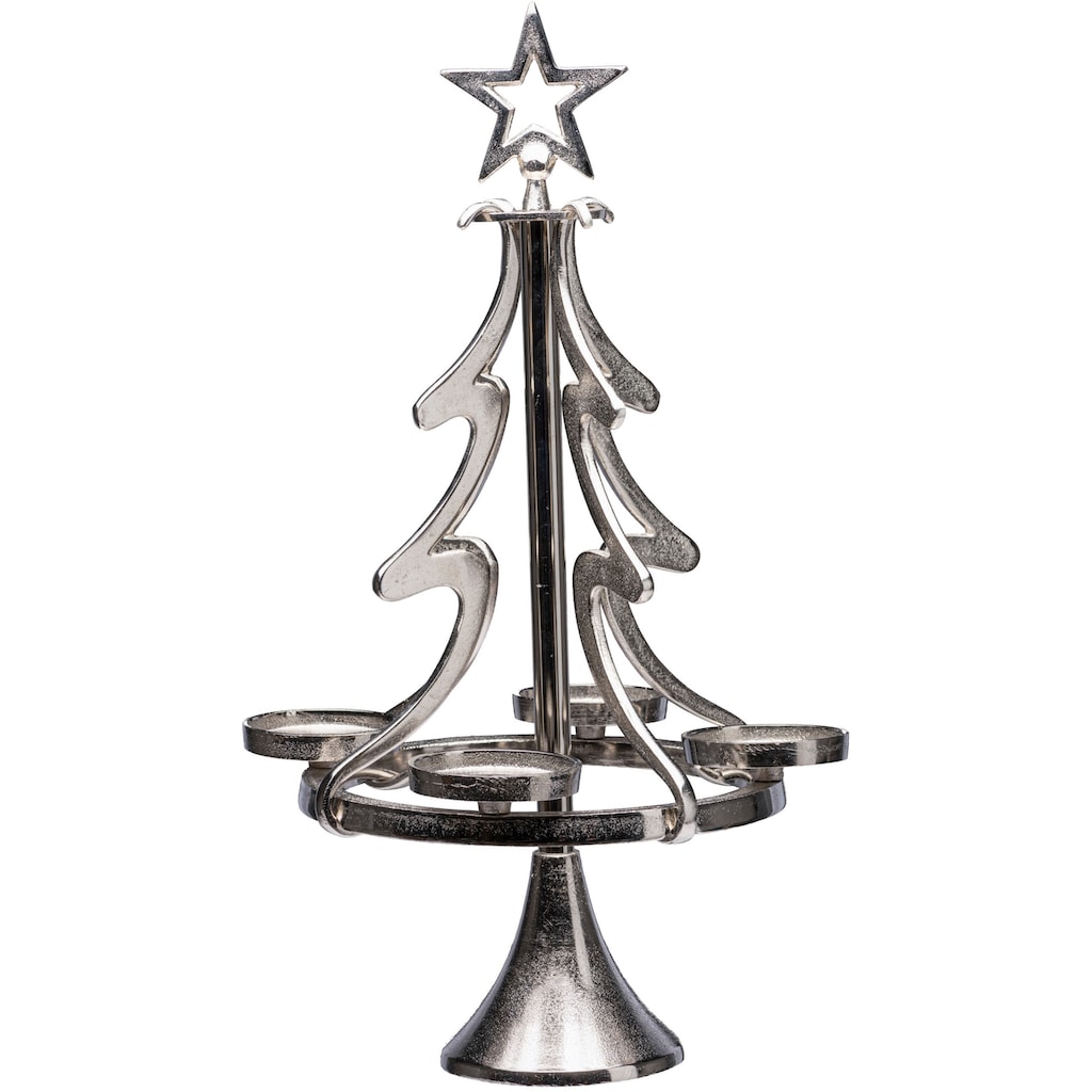 my home Adventsleuchter »Tannenbaum, Weihnachtsdeko«, (1 St.), Kerzenständer aus Aluminium, Höhe 86 cm