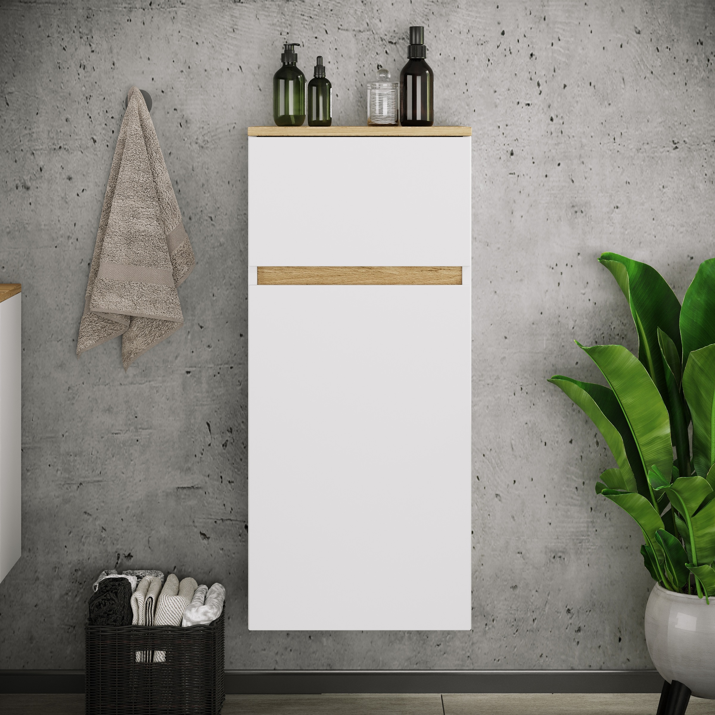 VCM Midischrank »Badschrank Hängeschrank Schublade Cosila 85x30x32« 1 Stk. tlg.