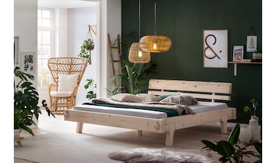 SalesFever Holzbett, aus Massivholz Fichte, Balkenbett in uriger Optik, im Landhaus Stil kaufen
