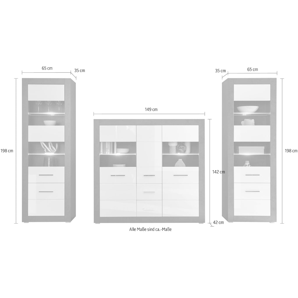 INOSIGN Wohnwand »Etero«, (Set, 3 St.)