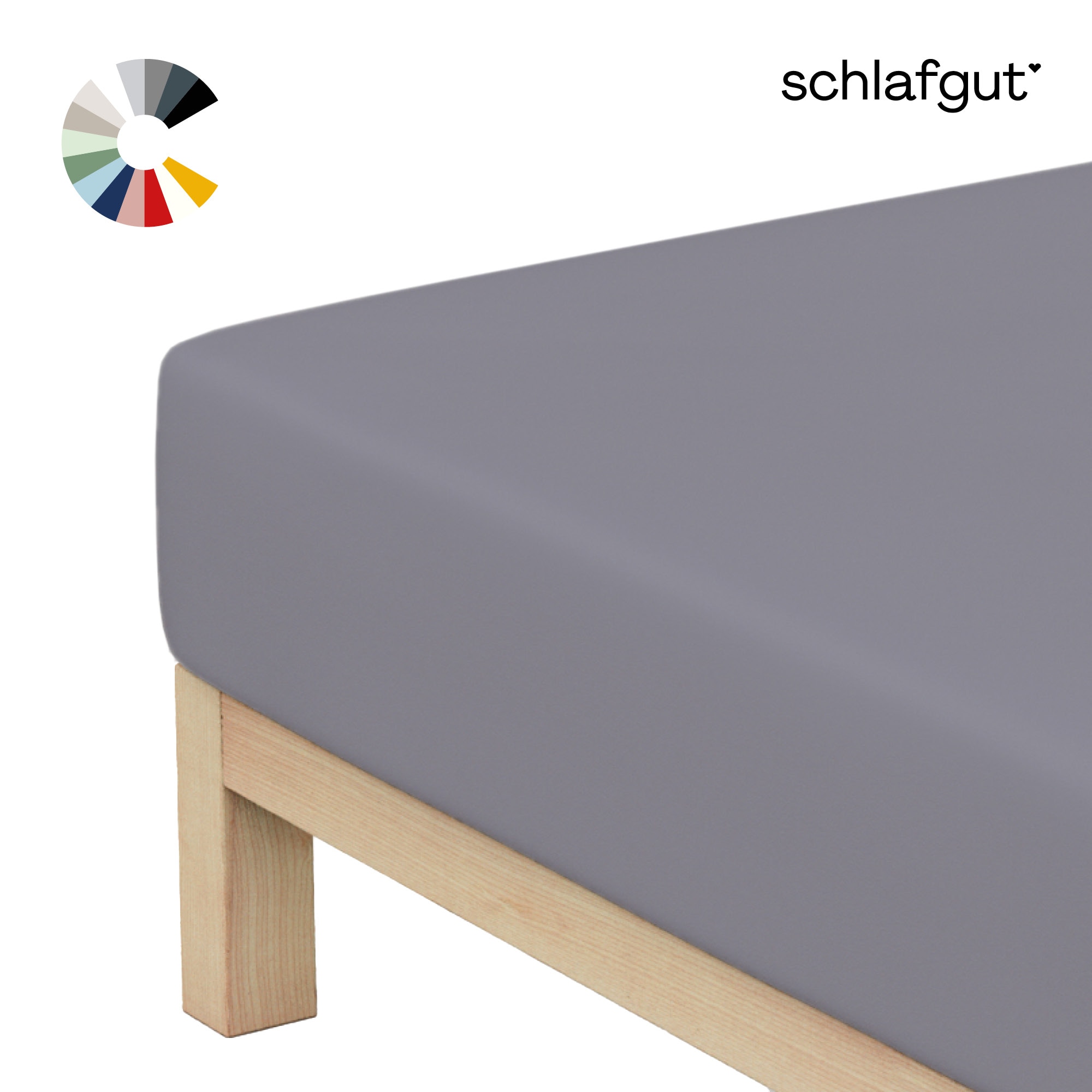 Schlafgut Spannbettlaken "Basic Cotton Bettlaken, 160 g/m², 100% Baumwolle, Spannbetttuch" Spannbettlaken bis 20 cm Matratzenhöhe, bügelfrei und pflegeleicht