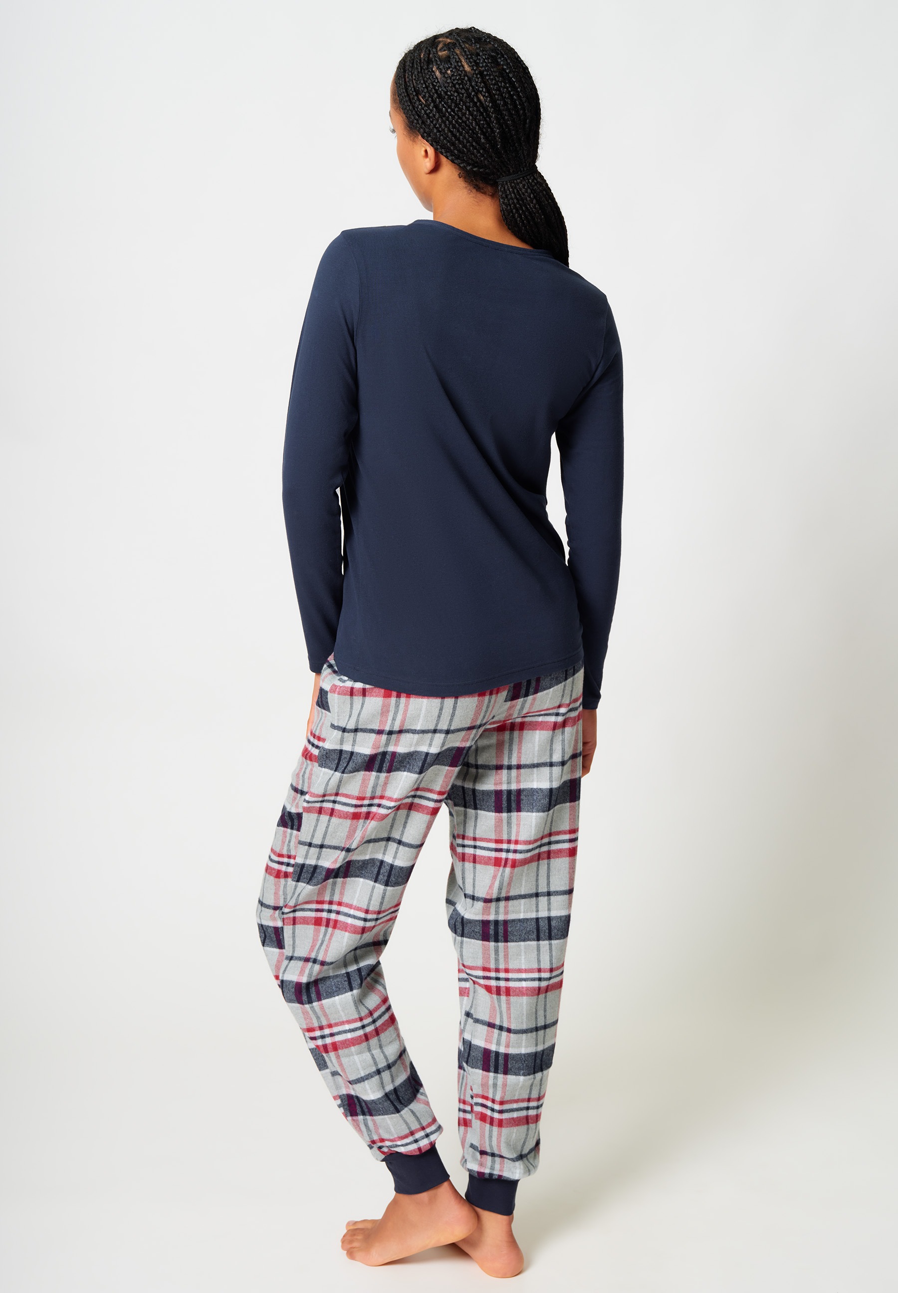 Thumbnail - Skiny Pyjama "Night In Skiny Flanell" 2 tlg. elastischer Bund, Bindeband, Oberteil mit Knöpfen, langärmelig