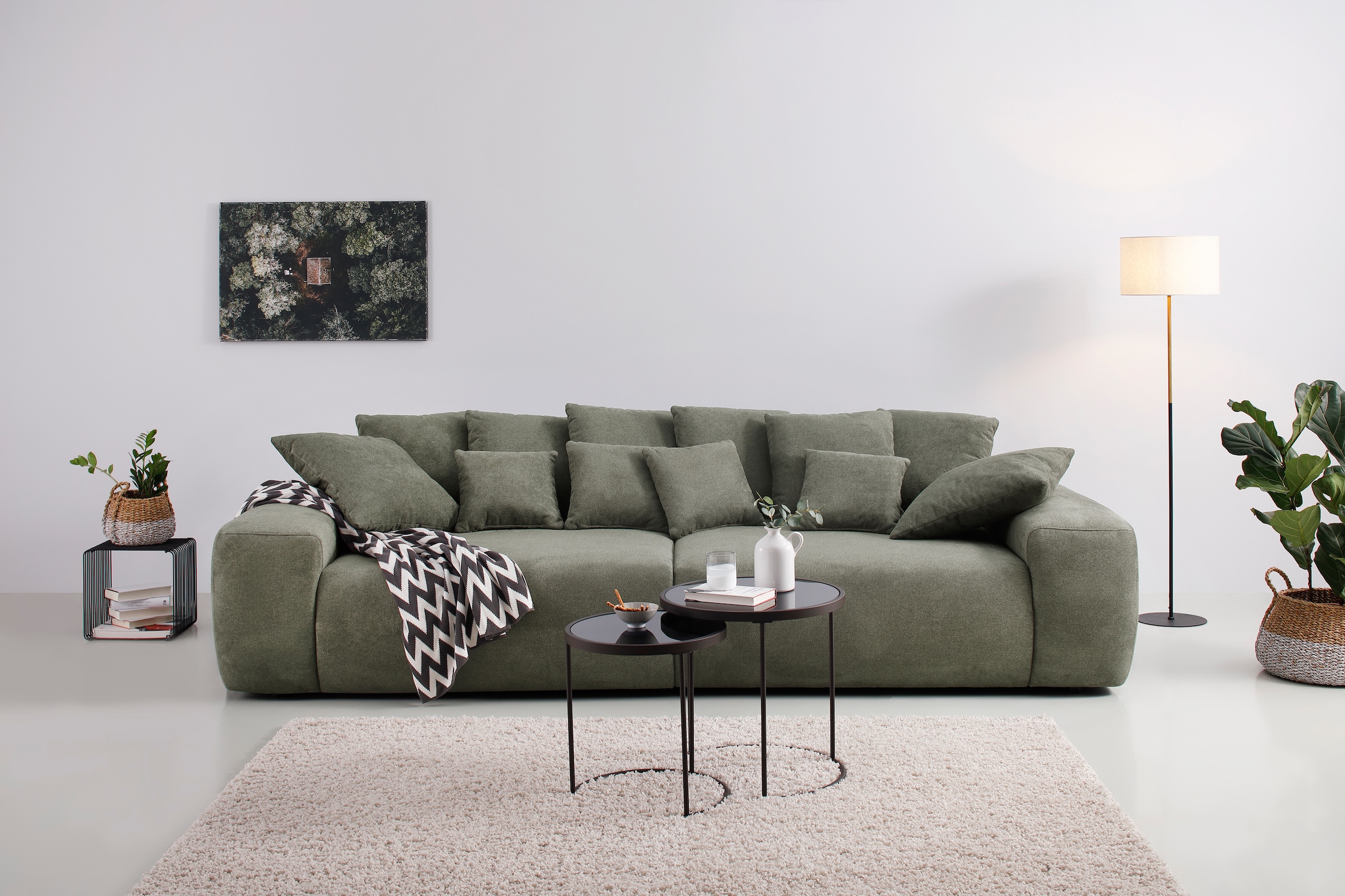 Home affaire Big-Sofa »Riveo«, BAUR vielen 302 Lounge Breite losen kaufen | Boxspringfederung, mit Sofa cm, Kissen