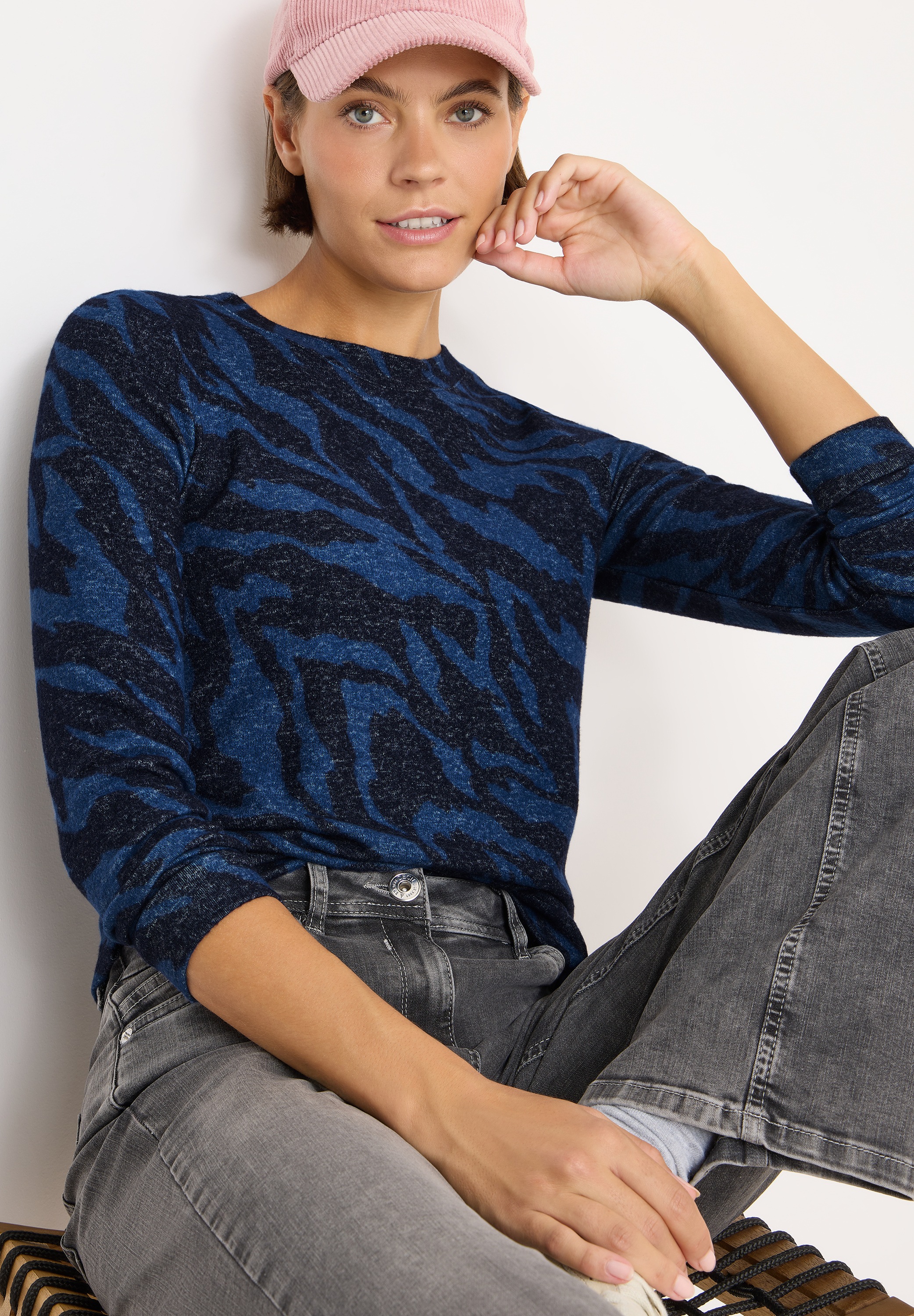 Thumbnail - Cecil Sweater mit Animal-Print und in Melange-Optik