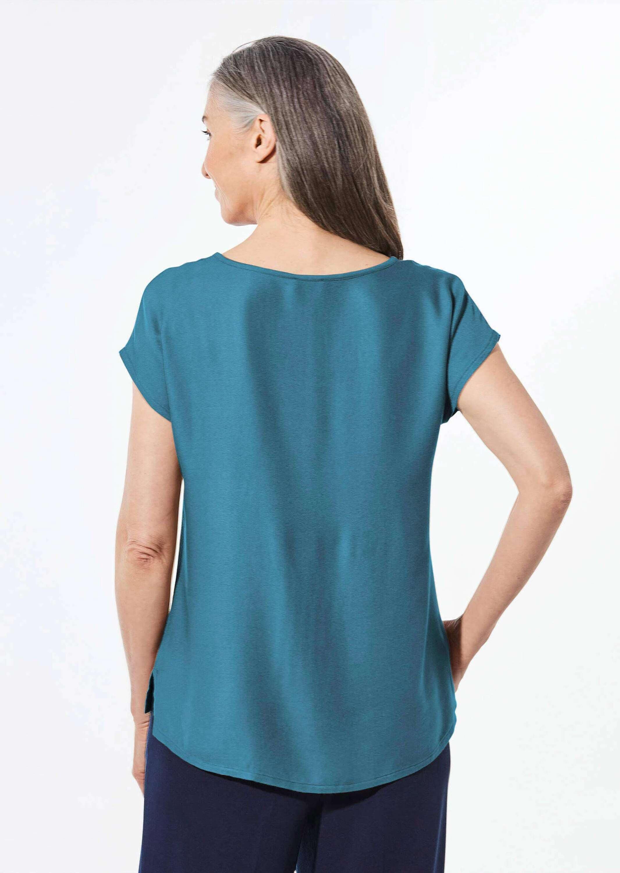 GOLDNER Schlupfbluse »Kurzgröße Bluse mit Glitzersteinen«