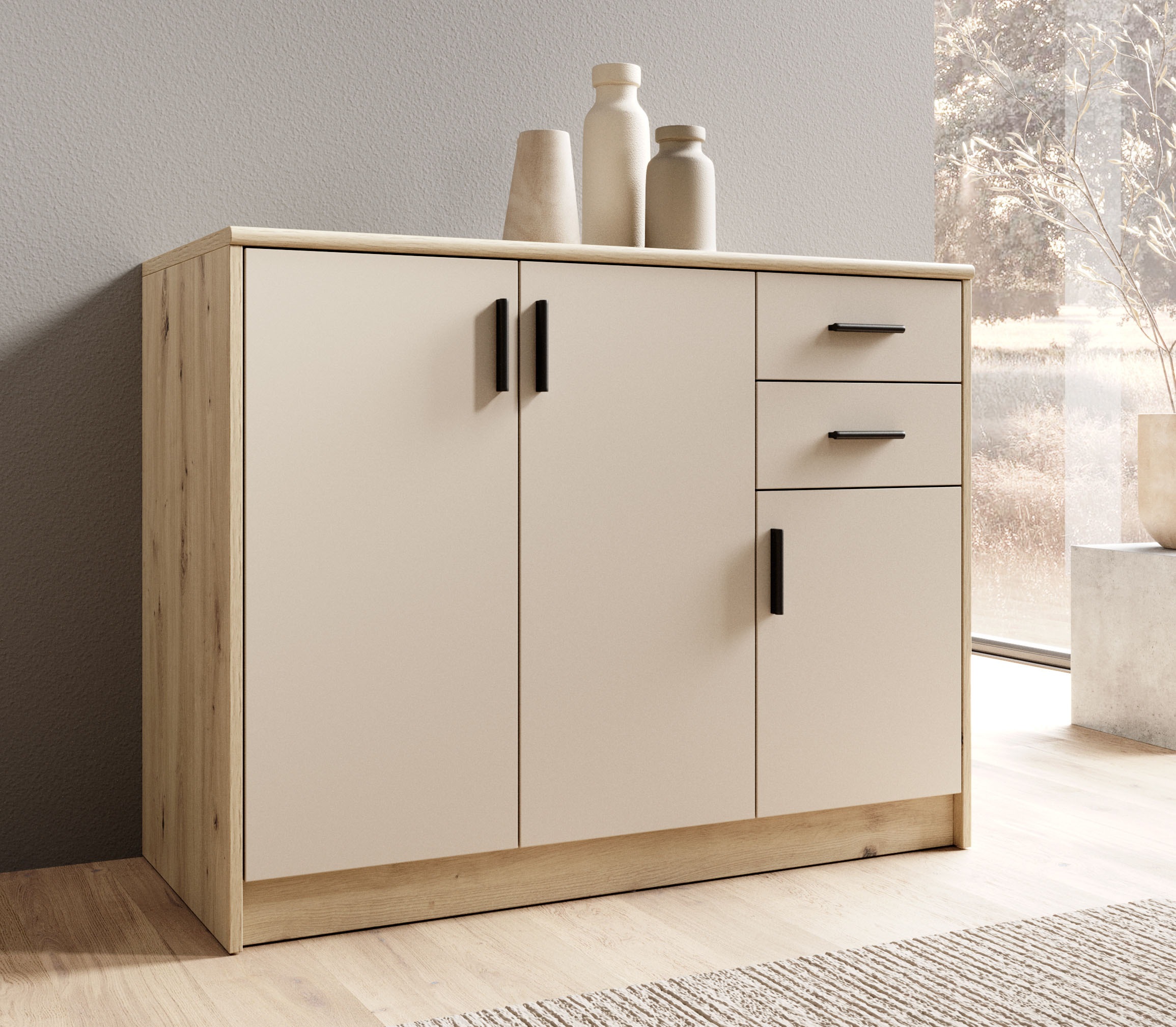 HBZ Sideboard »Nelly Kommode, BxHxT 109x86x50cm«, (1 St.), Breite 109cm, Einlegeböden verstellbar, foliert