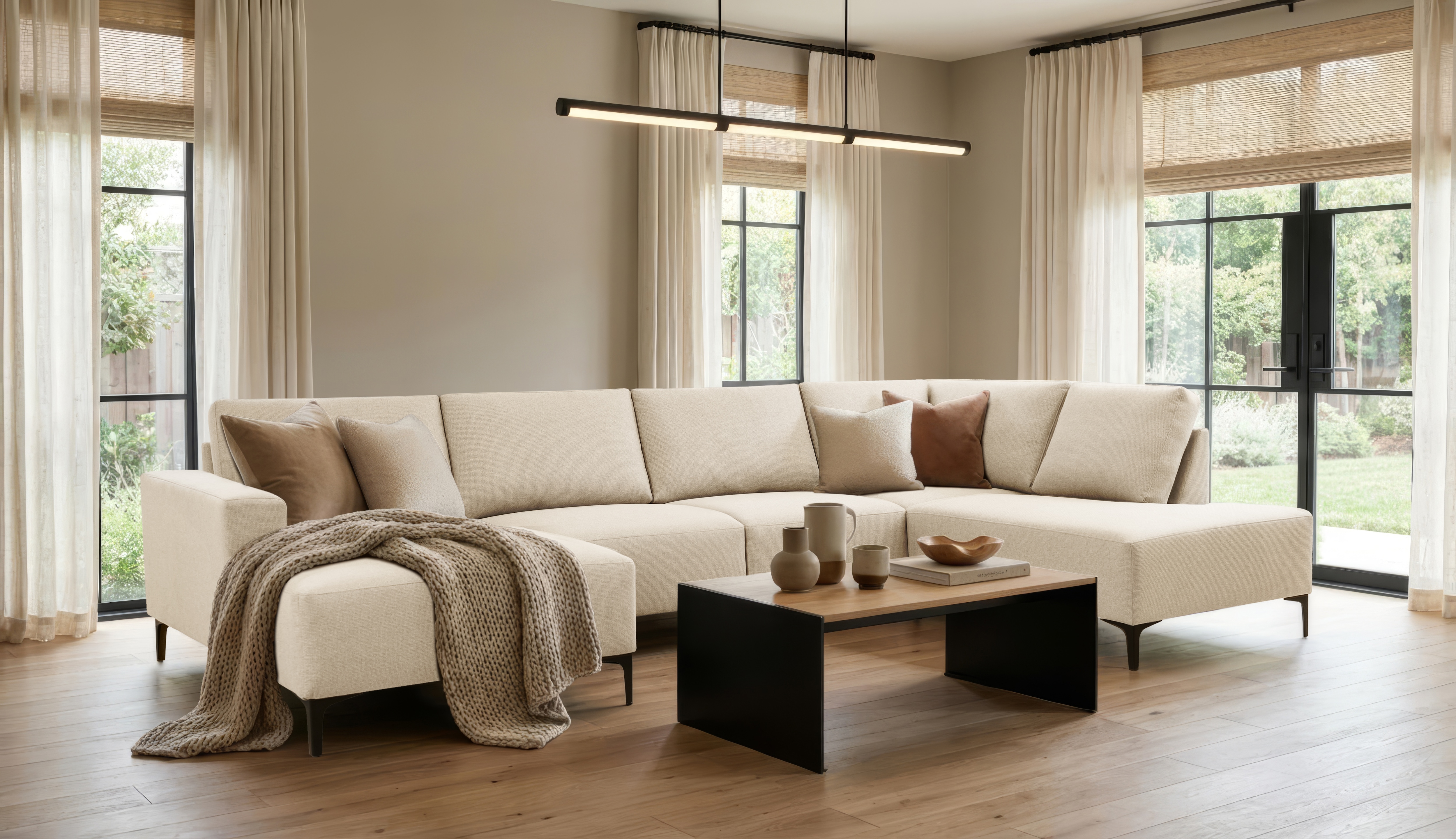 OTTO home Wohnlandschaft "Tournon U-Form, XXL Sofa, Breite 333 cm, Webstoff, Chenille" Designsofa im nordischen Stil, Wellenunterfederung, Metallfüße