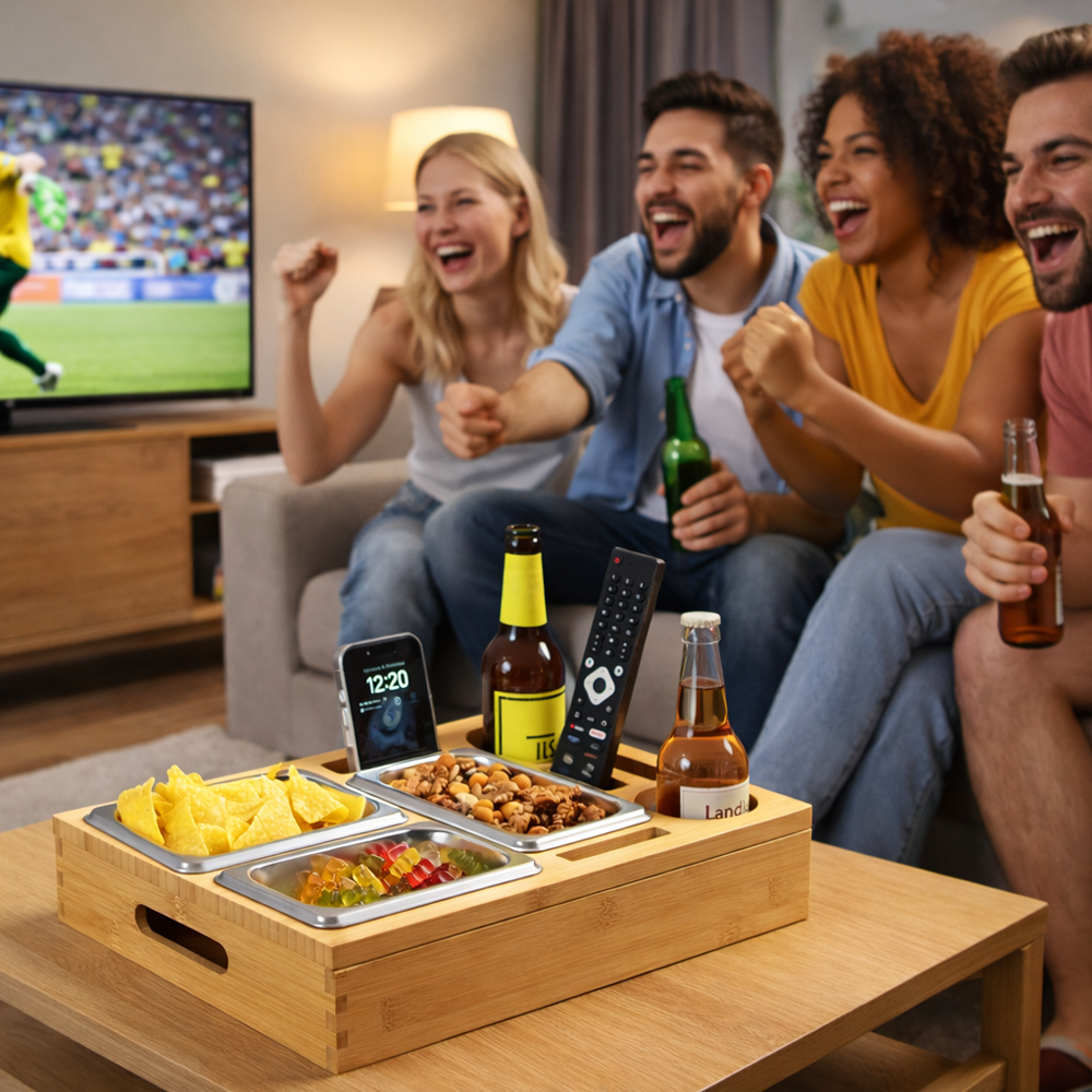 KESPER® Servierbrett »Couchbar, Bambus, FSC« mit entnehmbaren Metallschalen