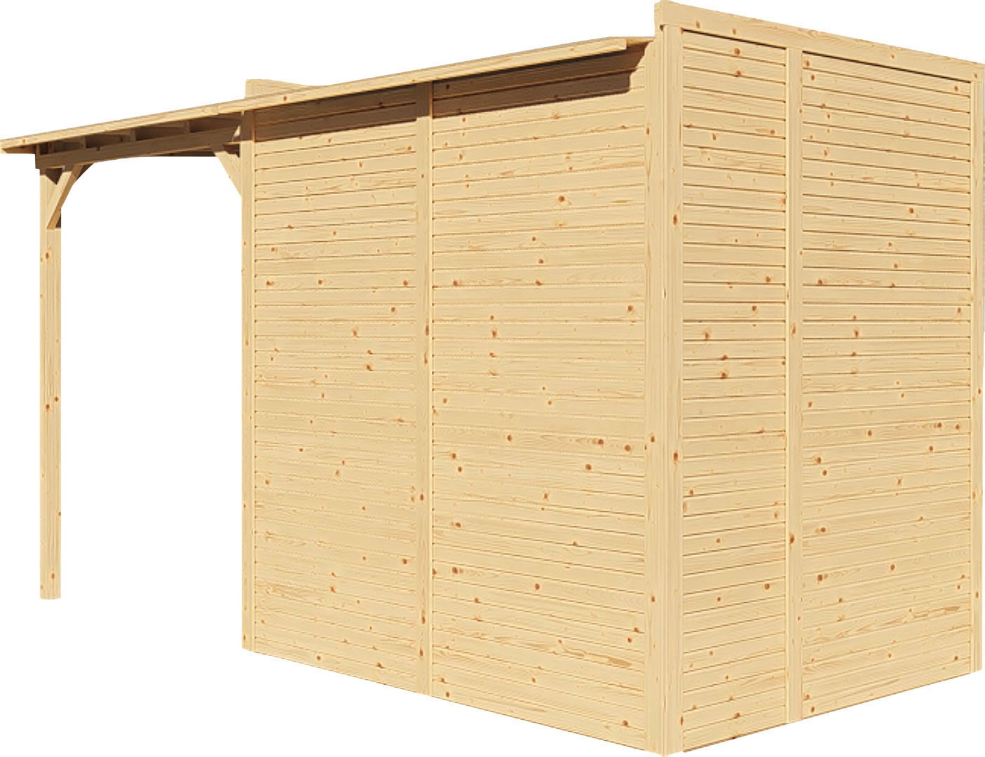 KONIFERA Gartenhaus »Beno 2 PLUS Fineline Flachdach«, mit Anbaudach