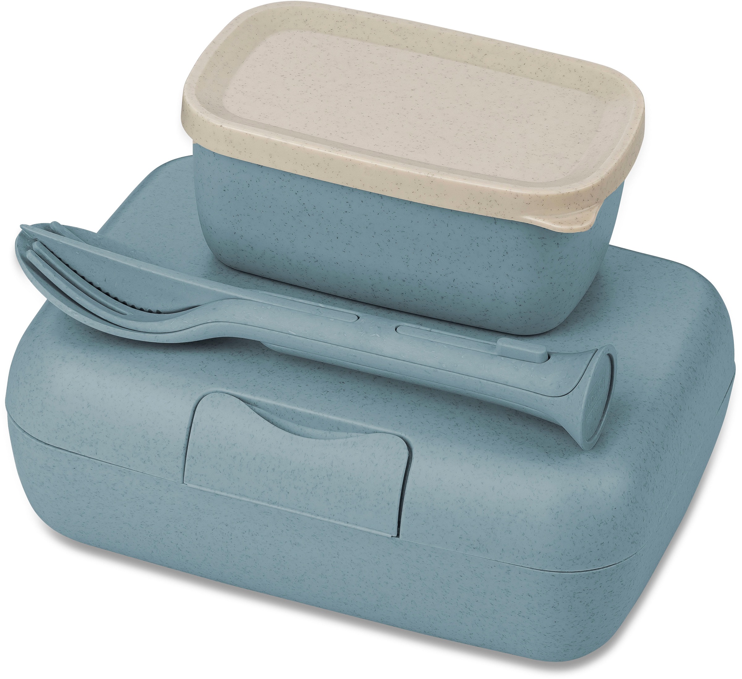 KOZIOL Lunchbox "Bentobox L + Besteck-Set CANDY READY" Made in Germany. Biozirkulärer Kunststoff