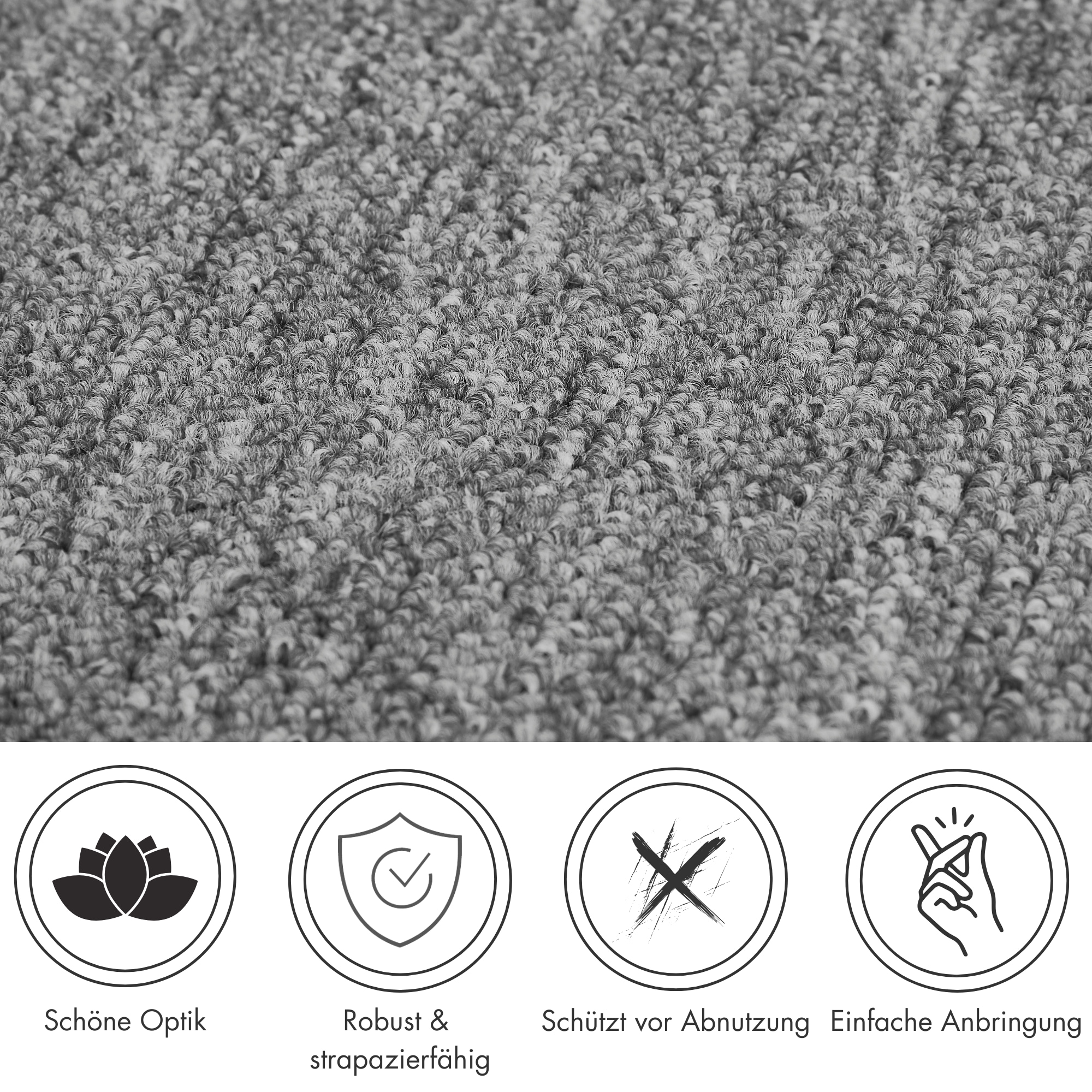 Andiamo Stufenmatte »Rambo, Made in Poland« halbrund 4 mm Höhe melierte Schlinge, selbstklebend, 15 Stück in einem Set