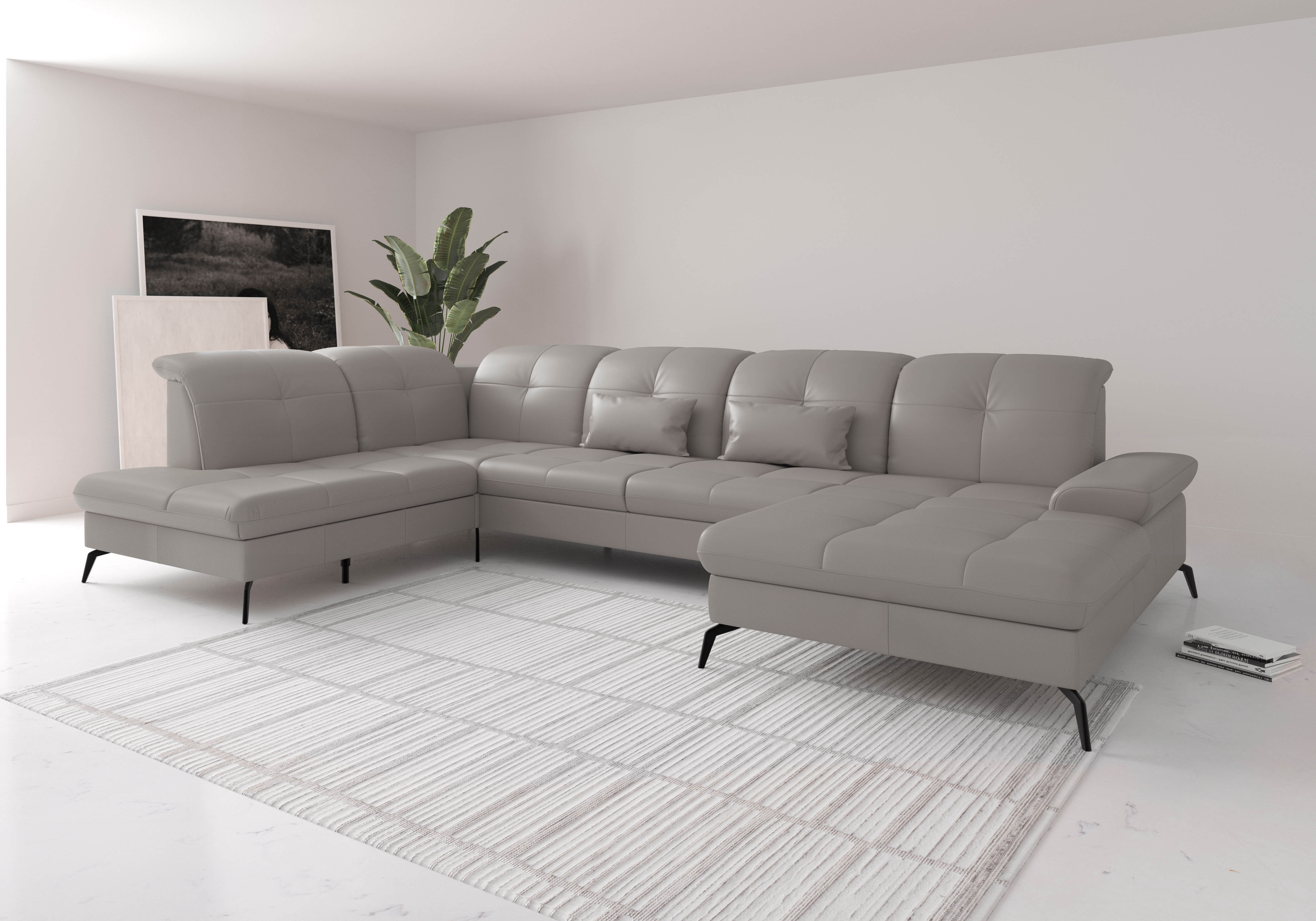 sit&more Wohnlandschaft "Amica, U-Form, inkl. Sitztiefenverstellung und Armteilverstellung" wahlweise mit Kopfteilverstellung, Schlaffunktion und Bettkasten