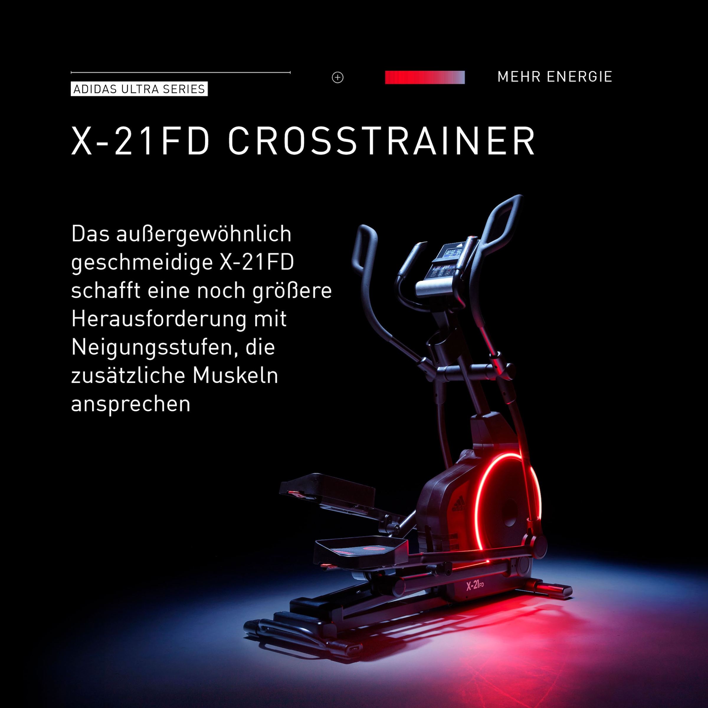 adidas Performance Ellipsentrainer-Ergometer »X-21FD«, (mit Höhen-Niveau-Regulierung)