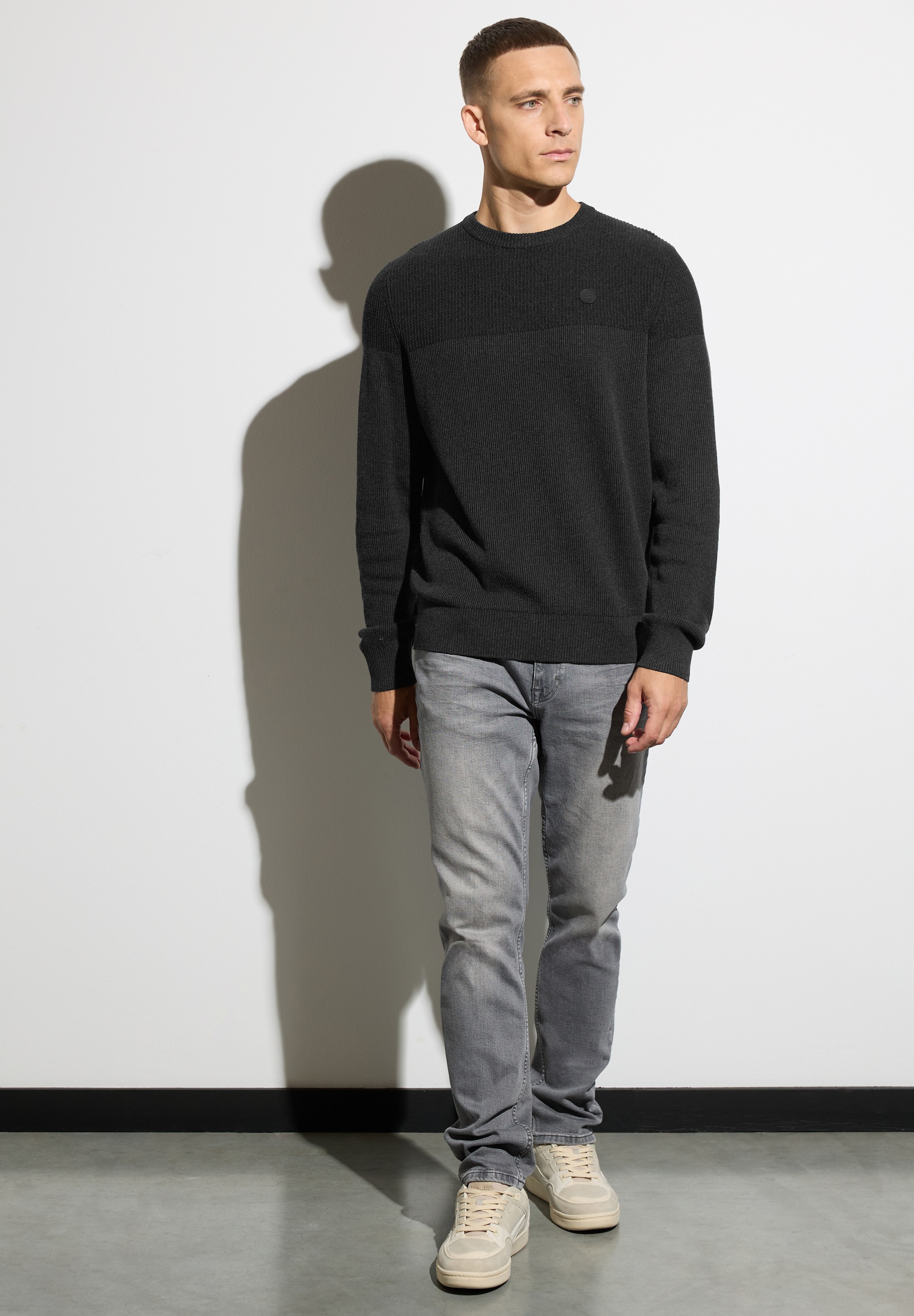 STREET ONE MEN Strickpullover, aus reiner Baumwolle