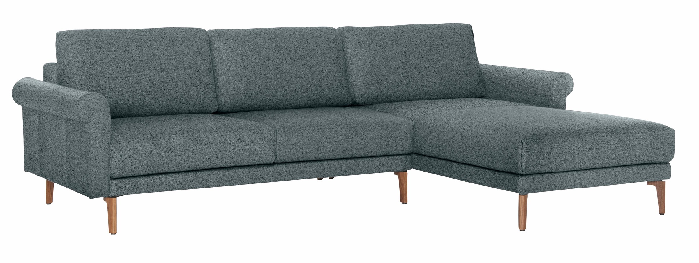 Creation BY ROLF BENZ Ecksofa »CR.450, Designecksofa, L-Form«, Armlehne Schnecke modern Landhaus, Breite 262 cm, Fuß Nussbaum