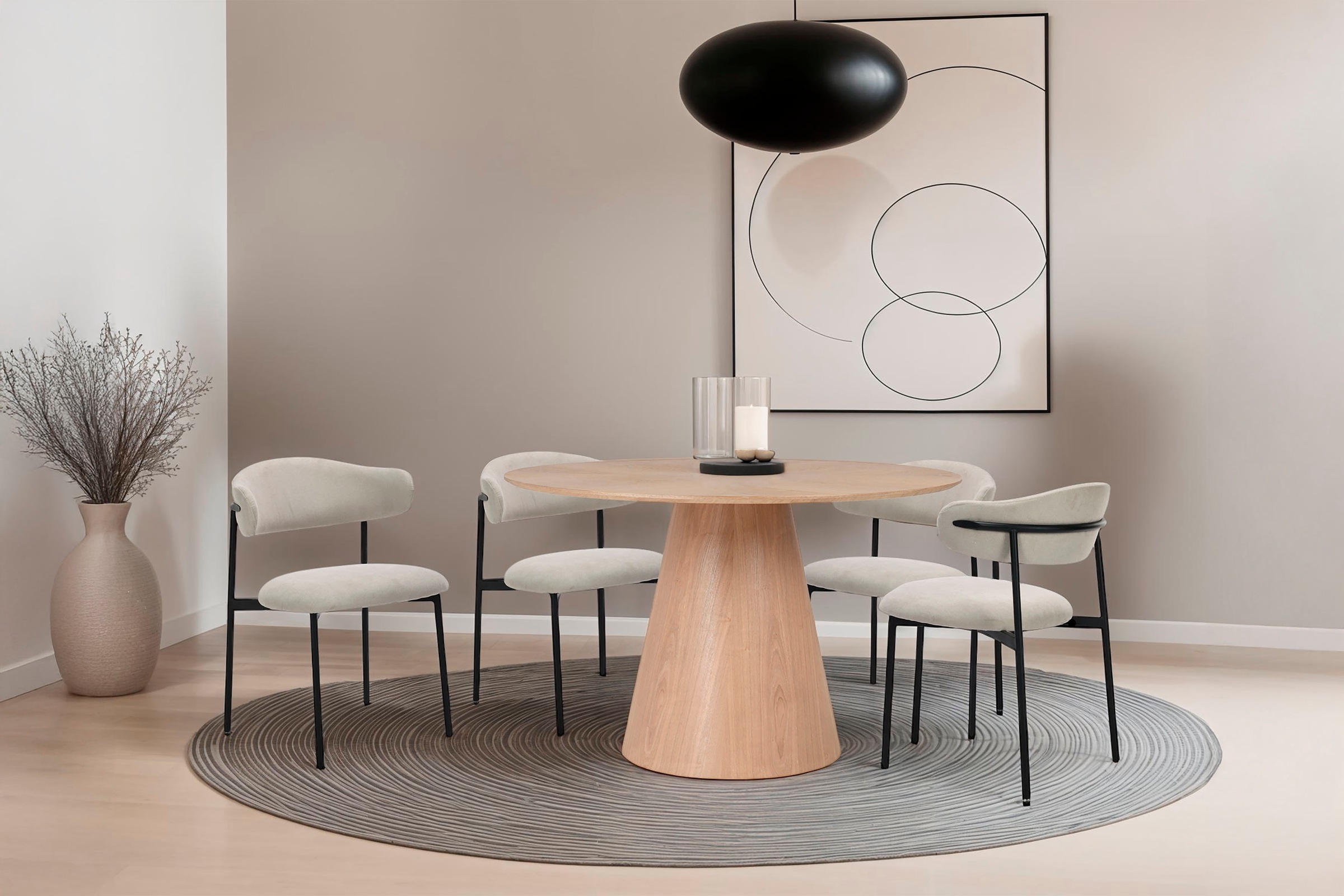 byLIVING Esstisch »Rond«, mit Echtholz-Furnier Eiche natur,rund, Durchmesser 120 cm