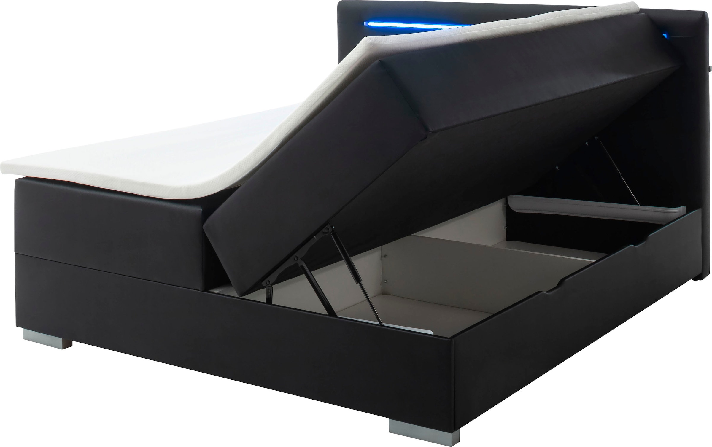 meise.möbel Boxspringbett »Las Vegas 2«, inkl. LED Beleuchtung im Kopfteil, mit Bettkasten und Topper