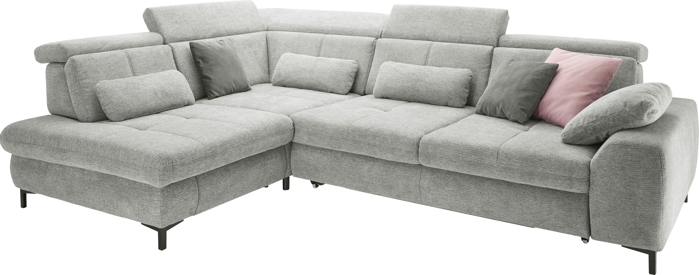 Ecksofa "SO 3400 Sitzhöhe 47cm oder 49cm, Sitztiefe verstellbar, B/T 317/220 cm", famosa alu, B:317cm H:84cm T:220cm, 100% Polyester, SET ONE BY MUSTERRING, Sofas, Ecksofa, Kaltschaumpolsterung, Flachgewebe, whlw. mit Funktionen, Sitzhöhe 47 2