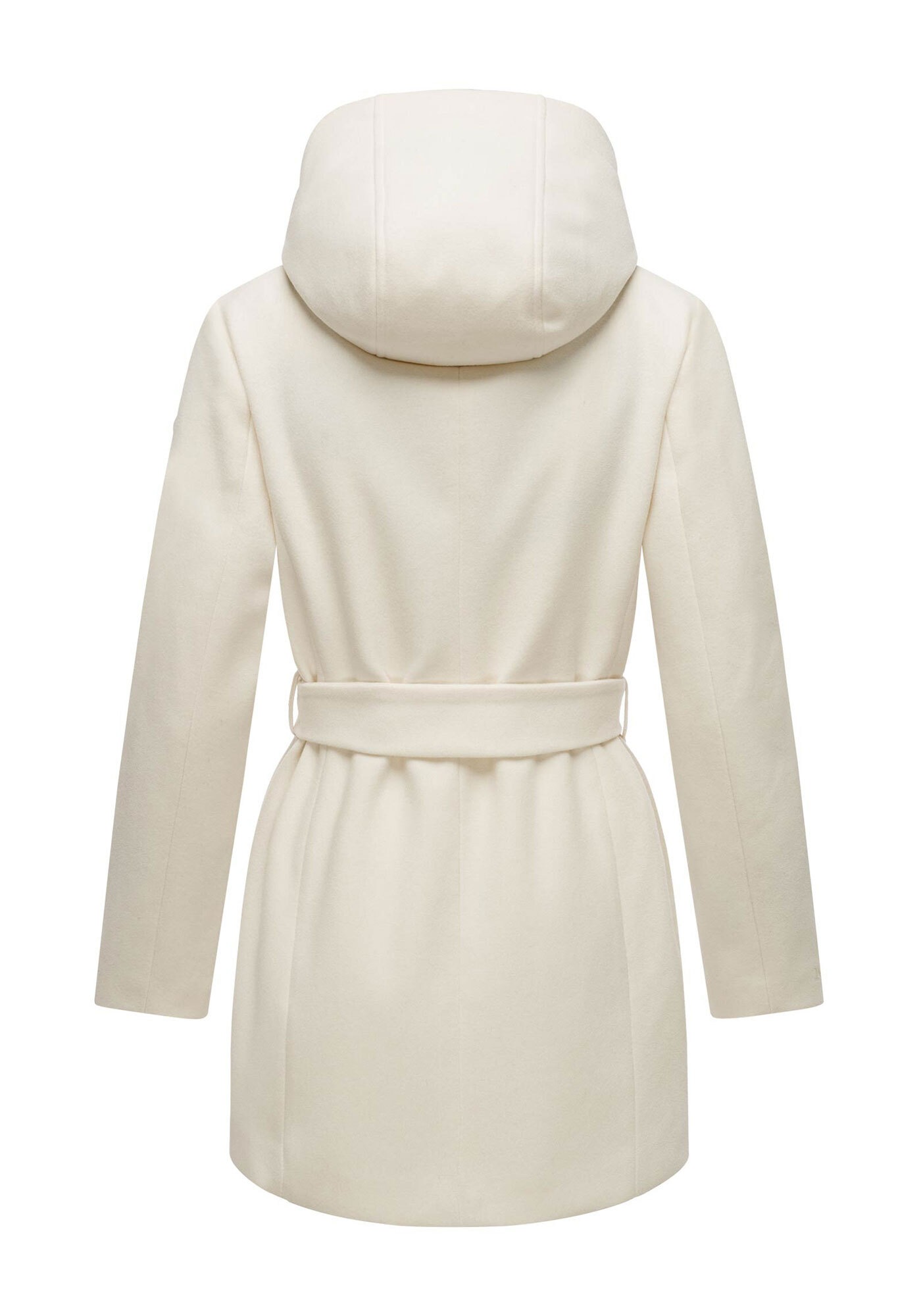 Kurzmantel MARIKOO "Katalinaa", Damen, Gr. L, weiß (sanftes weiß), 90% Polyester, 10% Viskose, Mäntel Kurzmantel, Eleganter Wickel Mantel mit Taillengürtel und Oversized Hood Kapuze 3