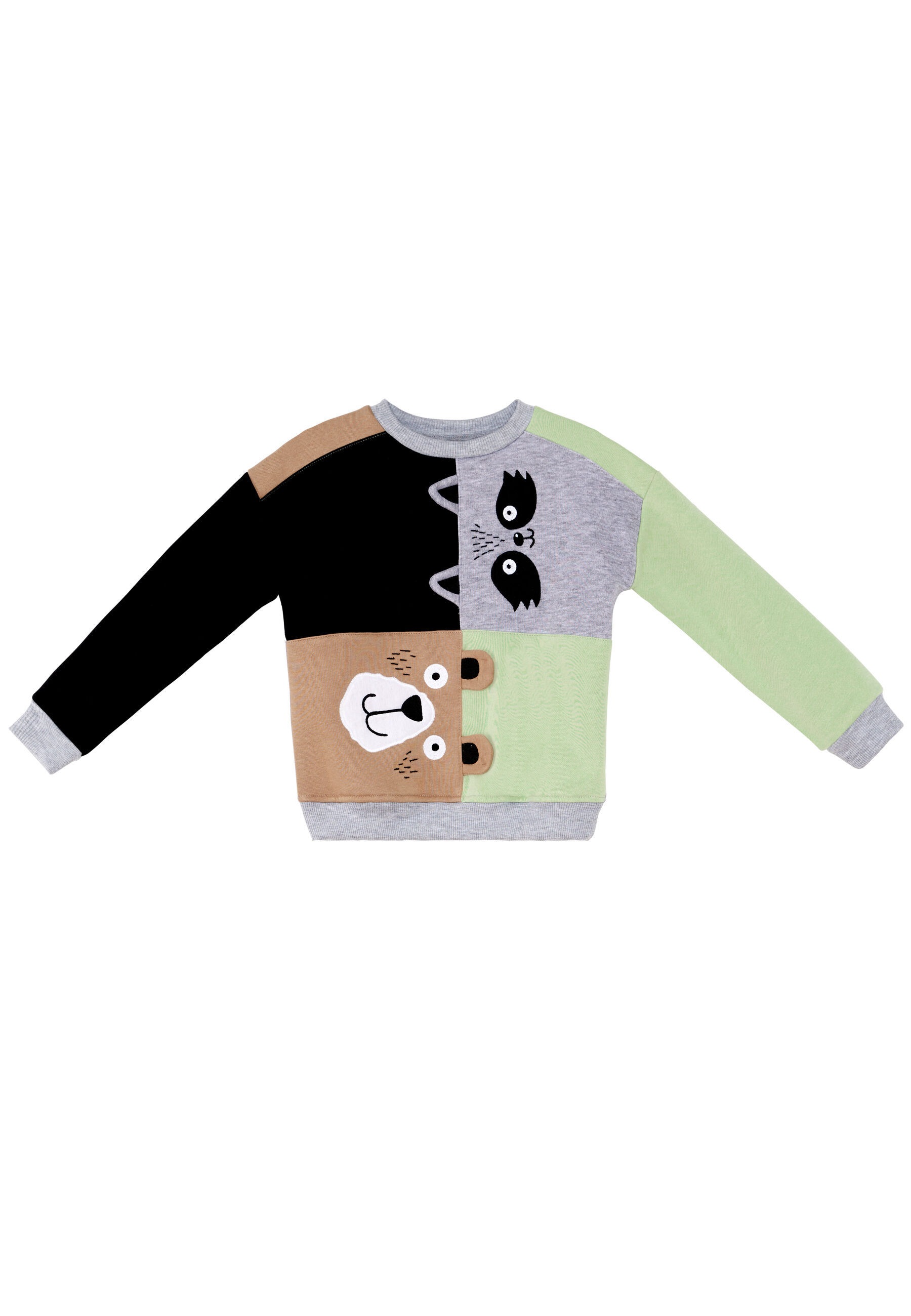 Denokids Rundhalspullover »Raccoon & Bear«, mit Waschbär- und Bär-Applikation