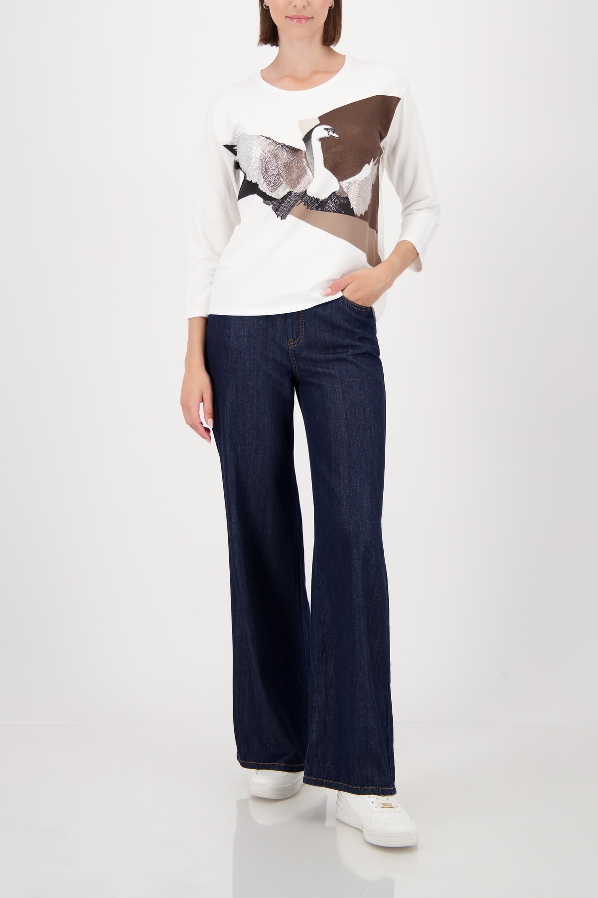 Monari 3/4-Arm-Shirt »Shirt Schwan«, Regular fit mit Rundhalsausschnitt
