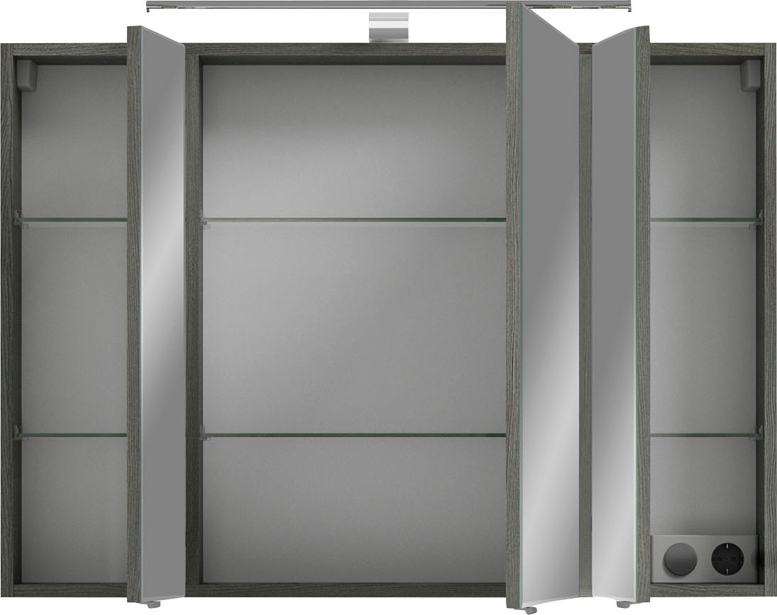 Saphir Badmöbel-Set »6005 Sprint 3-teilig, Keramik-Waschtisch mit LED-Spiegelschrank«, (4 St.), Unterschrank, inkl. Türdämpfer, 4 Türen, 3 Schubladen, Bad-Set