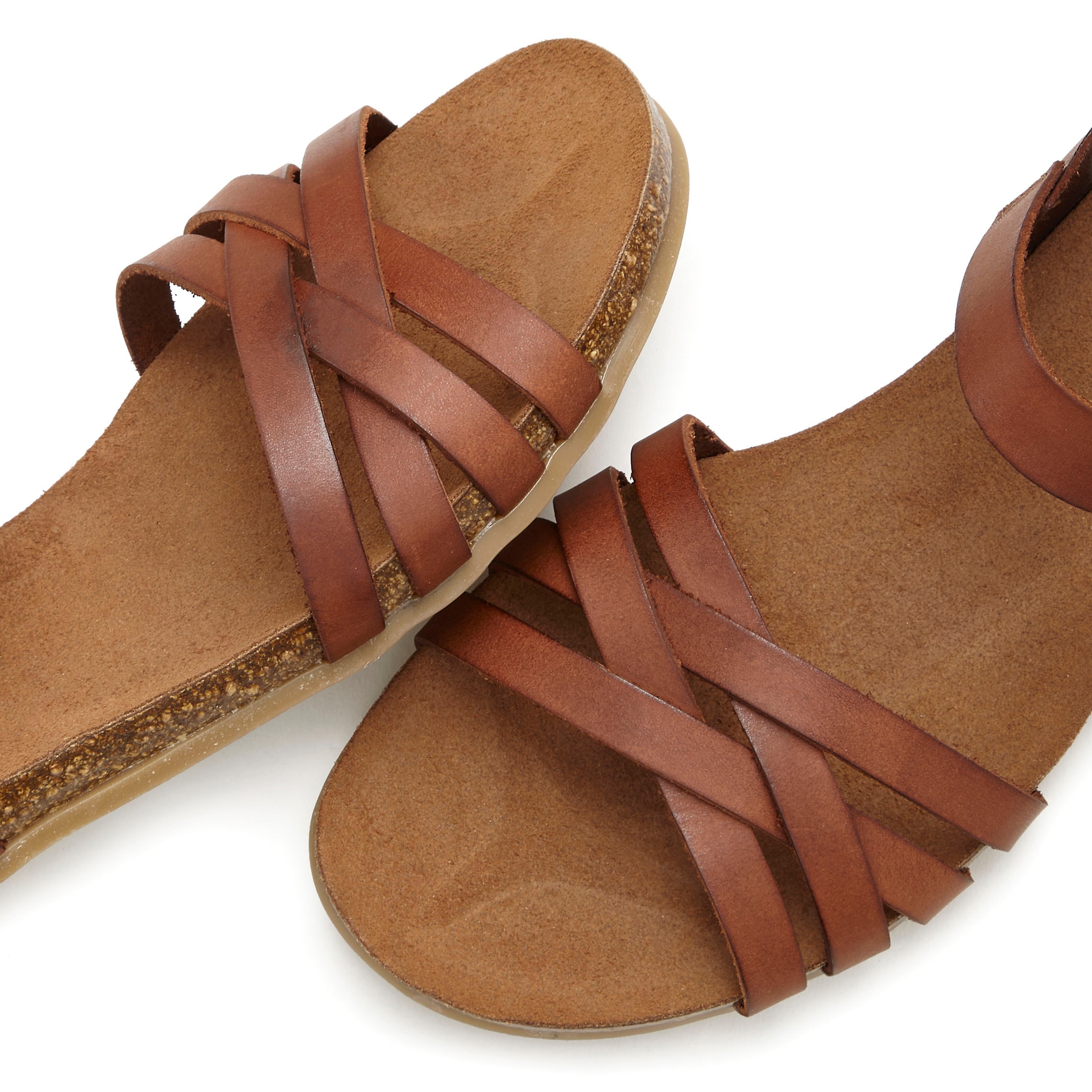 LASCANA Sandale »Sandalette, Sommerschuh«, aus Leder mit komfortablem Korkfußbett