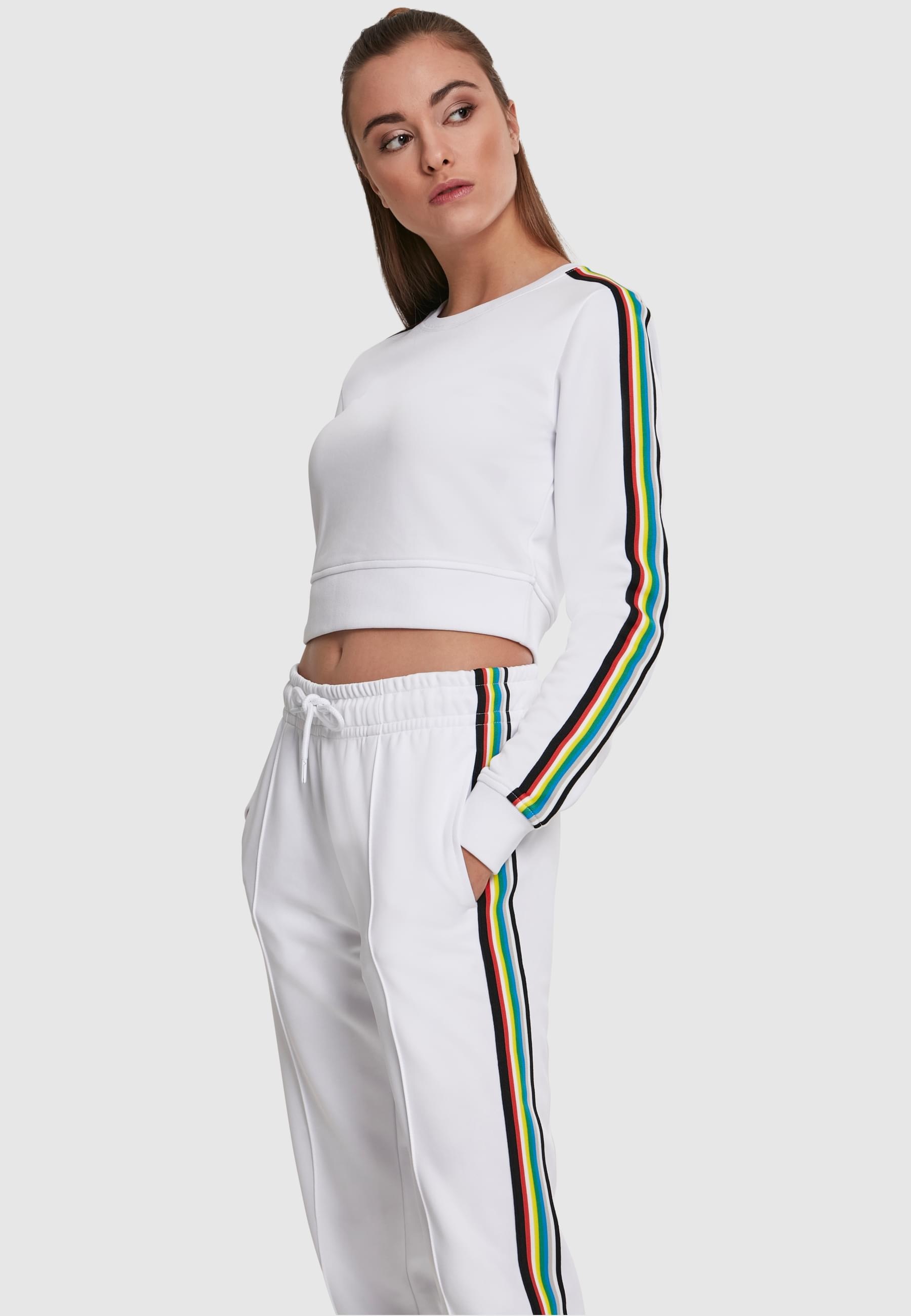 URBAN CLASSICS Sweatshirt »Urban Classics Damen Ladies Multicolor Taped Sleeve Crewneck«, (1 tlg.)