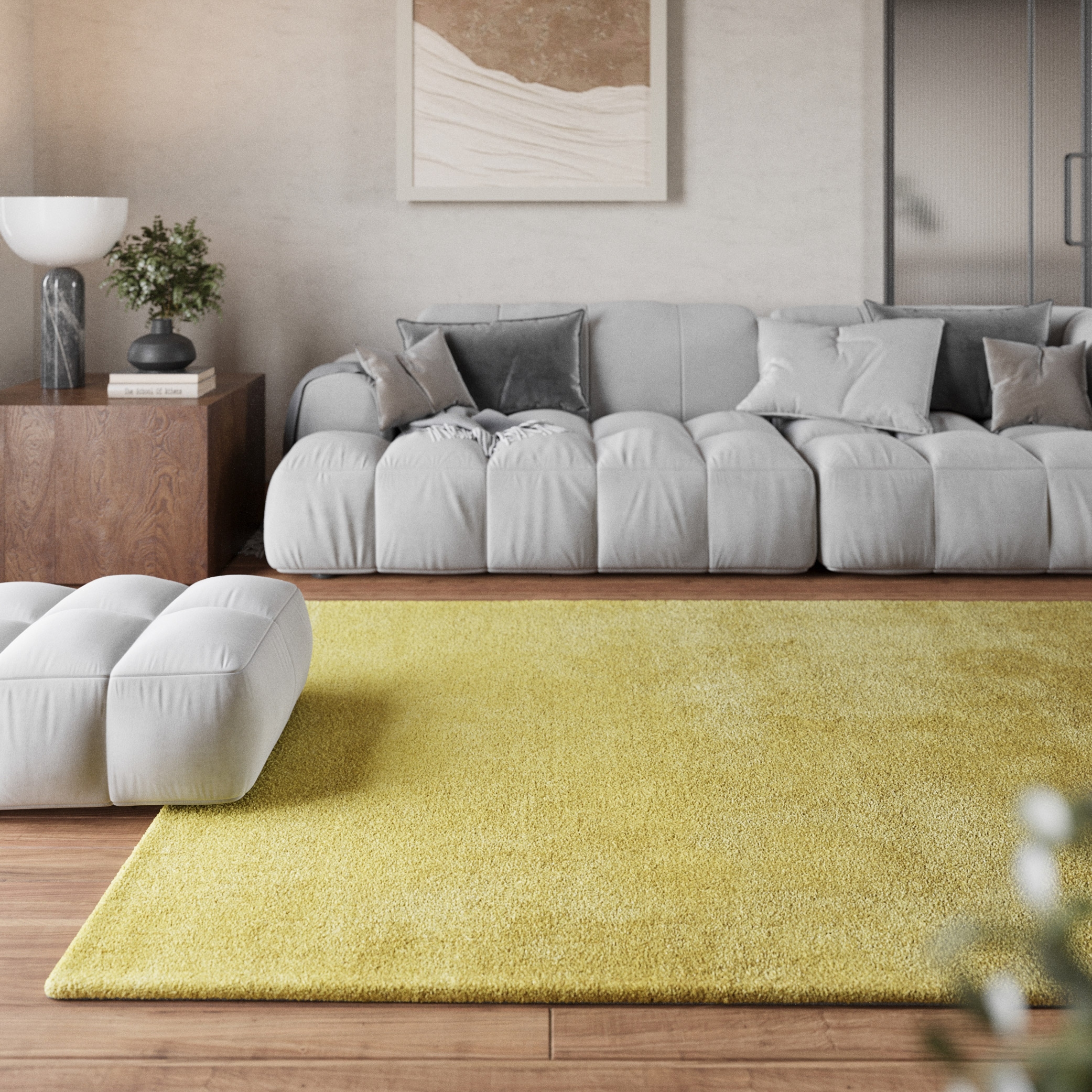 Homie Living Teppich »Pisa«, rund, 25 mm Höhe, Hochflor, Microfaser, uni, weich, Shaggy, Wohnzimmer, Schlafzimmer