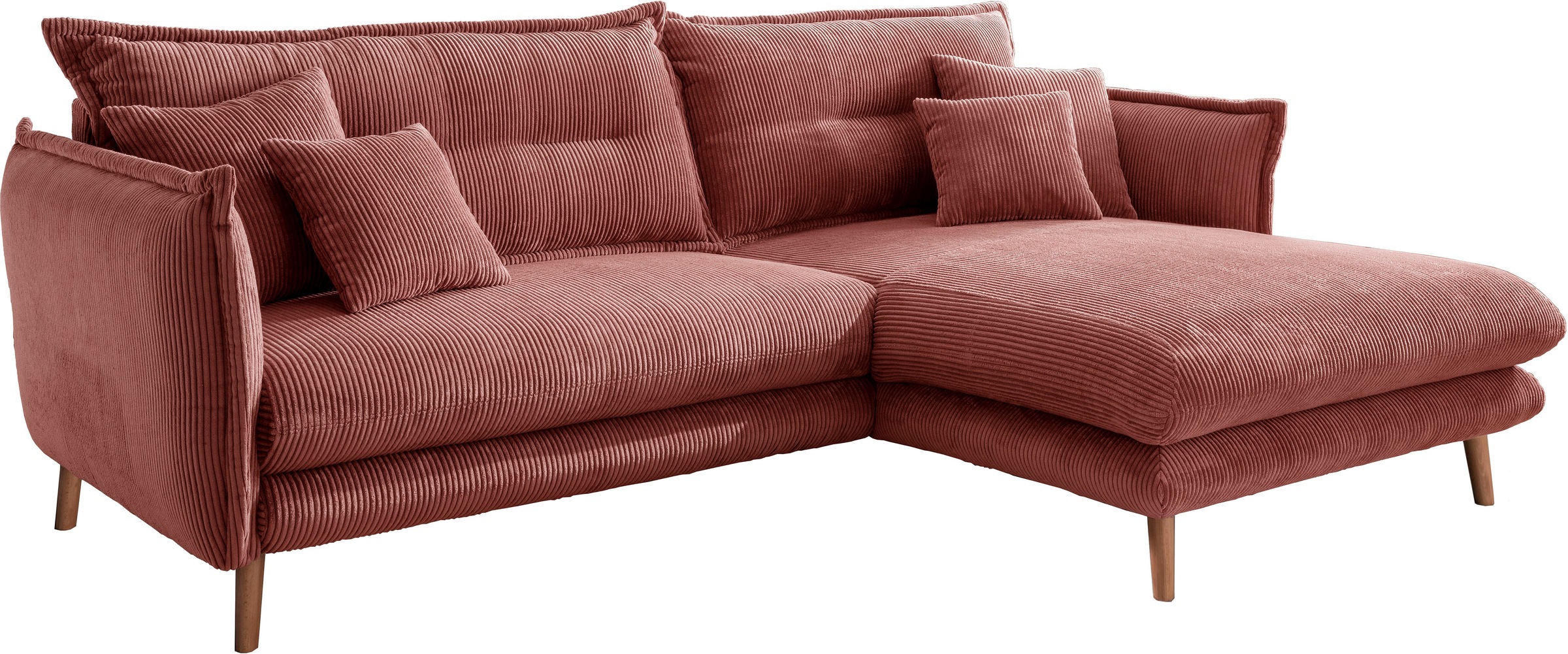 INOSIGN Ecksofa »Lazio modern und bequem, schmale Armlehnen, tolle Detailverarbeitung«, zwei verschiedene Fußfarben wählbar