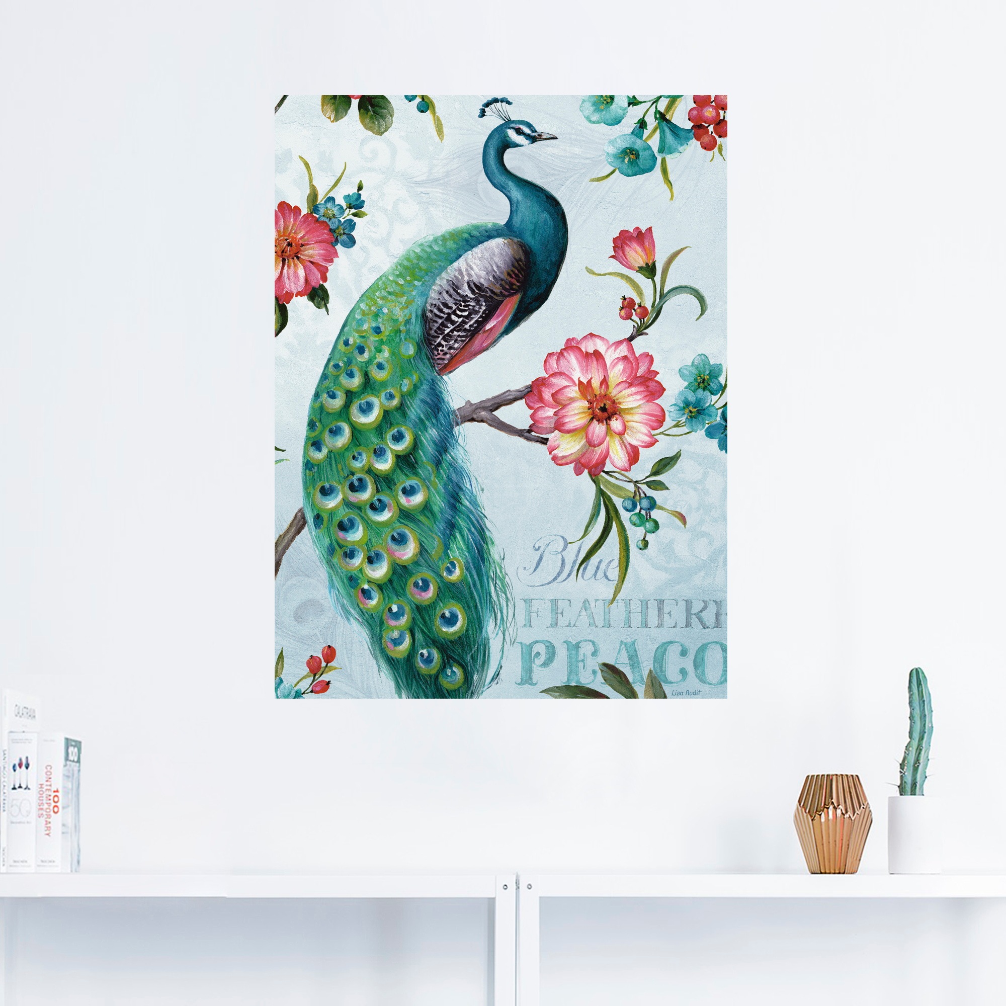 Artland Wandbild "Blau gepfederter Pfau", Vögel, (1 St.), als Leinwandbild, günstig online kaufen