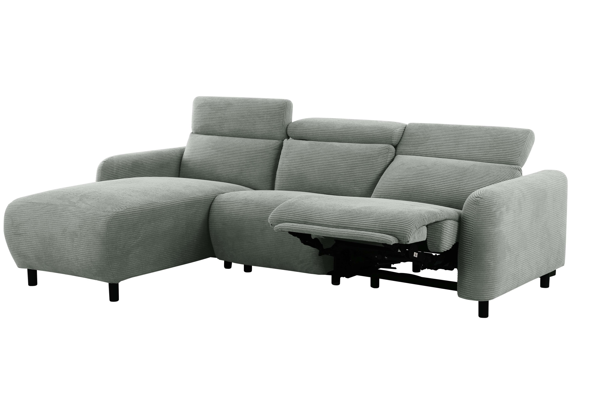 Home affaire Ecksofa »SKAANE in Cord, L-Form, 274 cm, manuelle u. elektrische Funktion,«, Kopfteilverstellung, Relax-und Liegefunktion, Federkernpolsterung