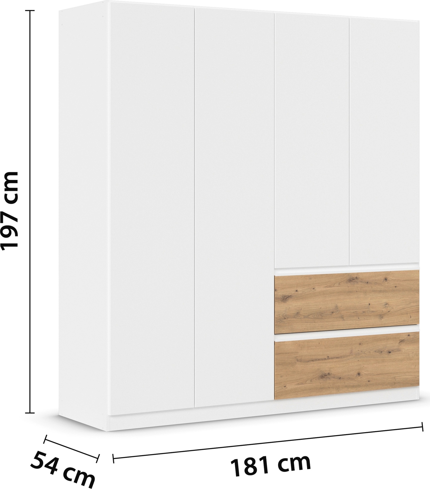 rauch Drehtürenschrank »Kleiderschrank Schrank Garderobe Wäscheschrank COSTA in 3 Breiten«, viel Platz, grifflose Front und Push-to-Open Funktion MADE IN GERMANY