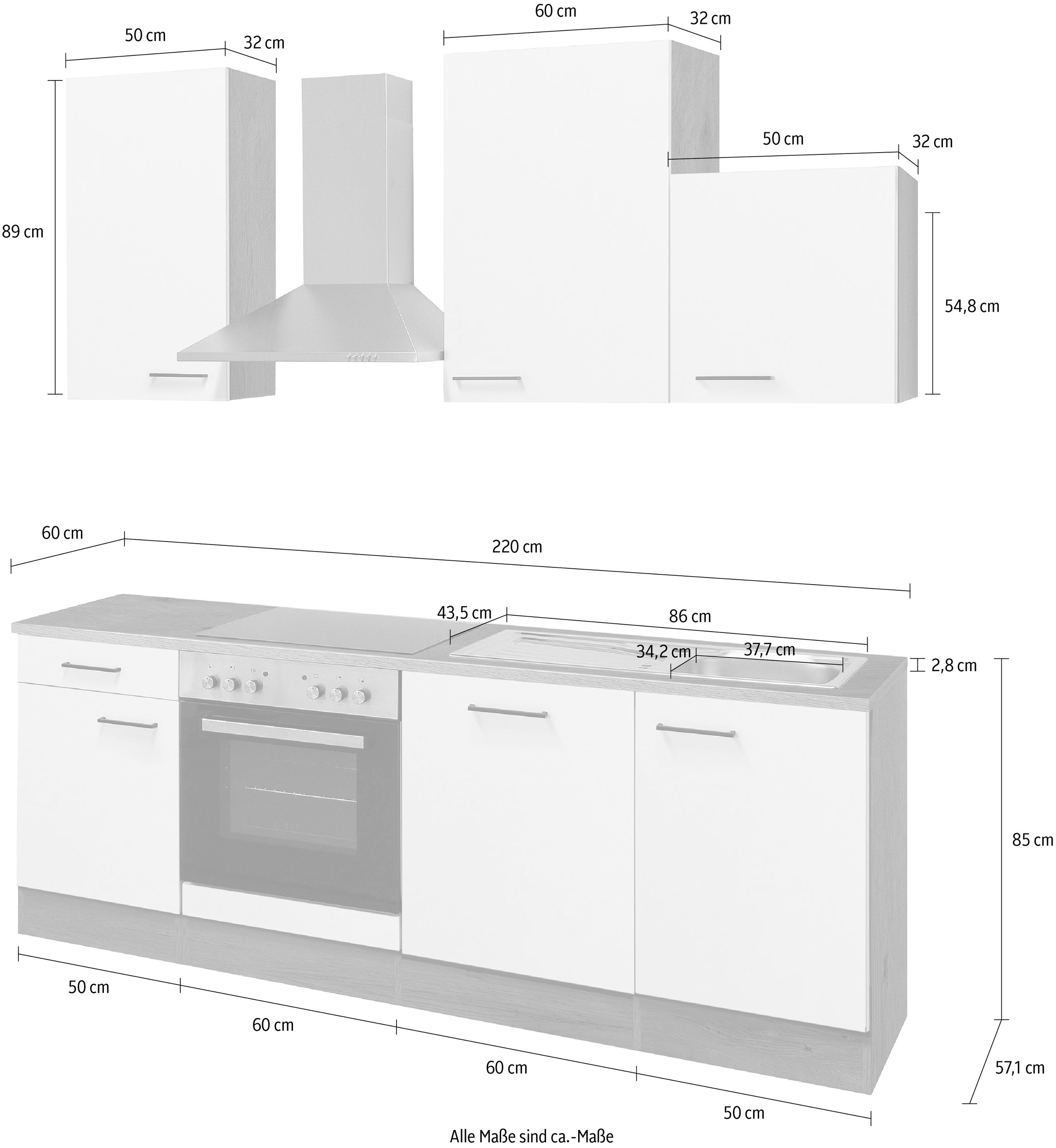 Flex-Well Küche »Vintea«, Breite 220 cm, mit und ohne E-Geräten lieferbar