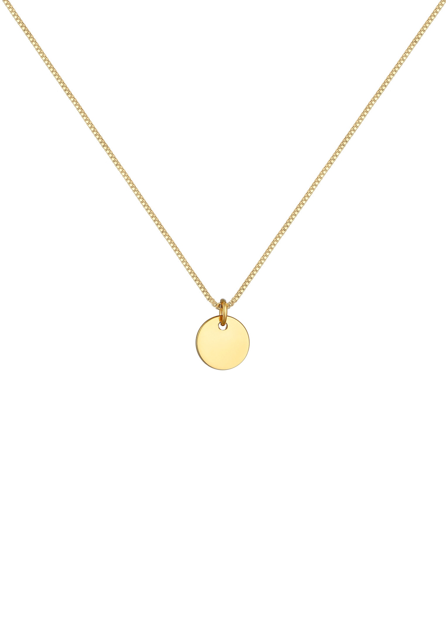 Elli Kette mit Anhänger »Plättchen Coin Rund Basic 925 Silber«