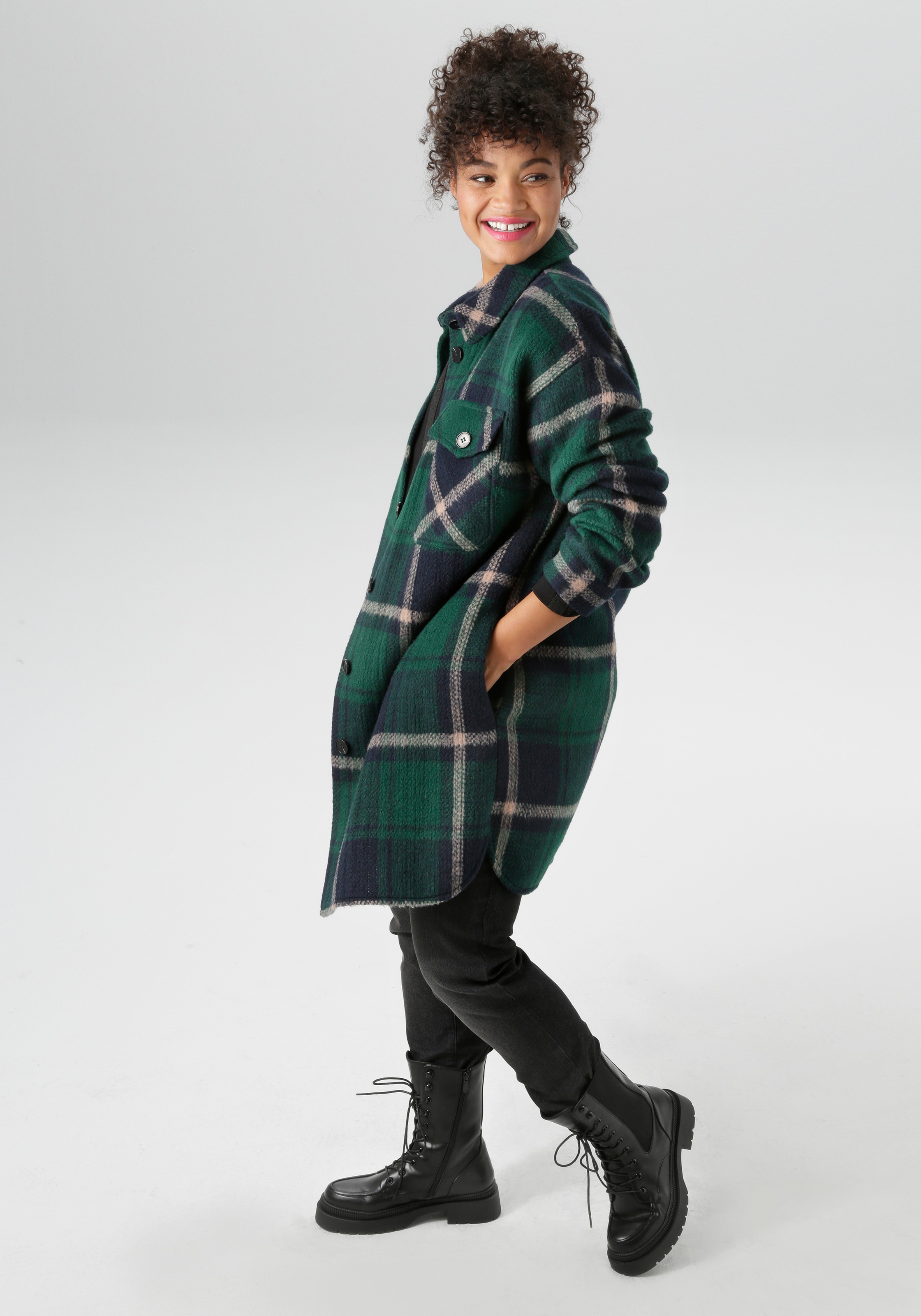 Aniston PLUS Langjacke, im ausdrucksvollem Karo-Dessin - NEUE KOLLEKTION günstig online kaufen