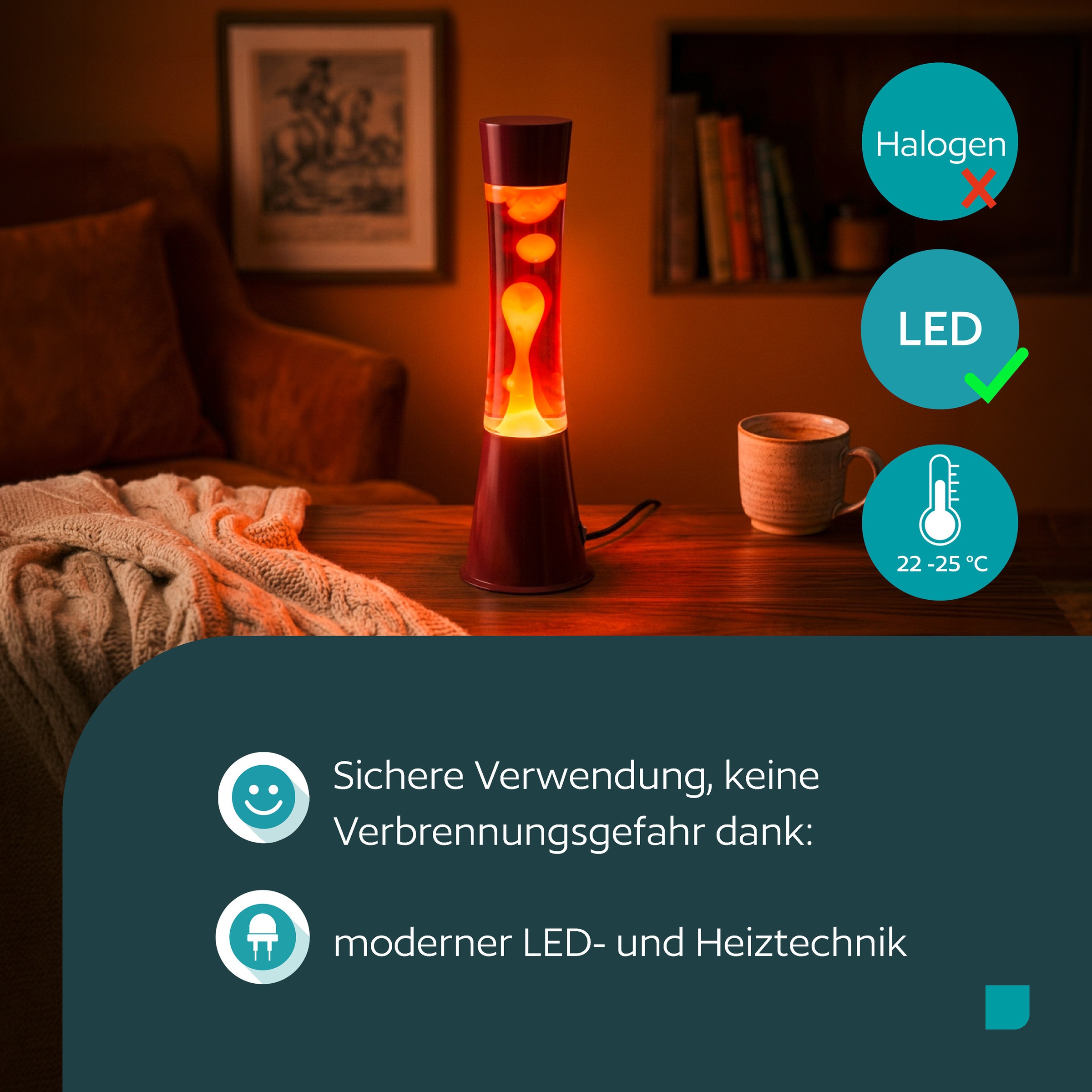 EGLO LED Tischleuchte »LAVA« LED-Modul 1 Stk. LED Lavalampe Lava, Deko Lampe Wassersäule, Retro Lavaleuchte