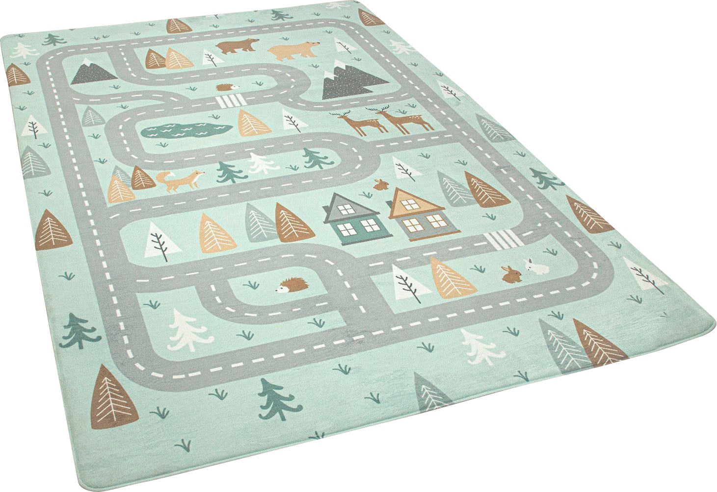 Paco Home "Chicos 550" rechteckig 2 mm Höhe Flachgewebe, Straßen-Spiel-Teppich, Kinderzimmer