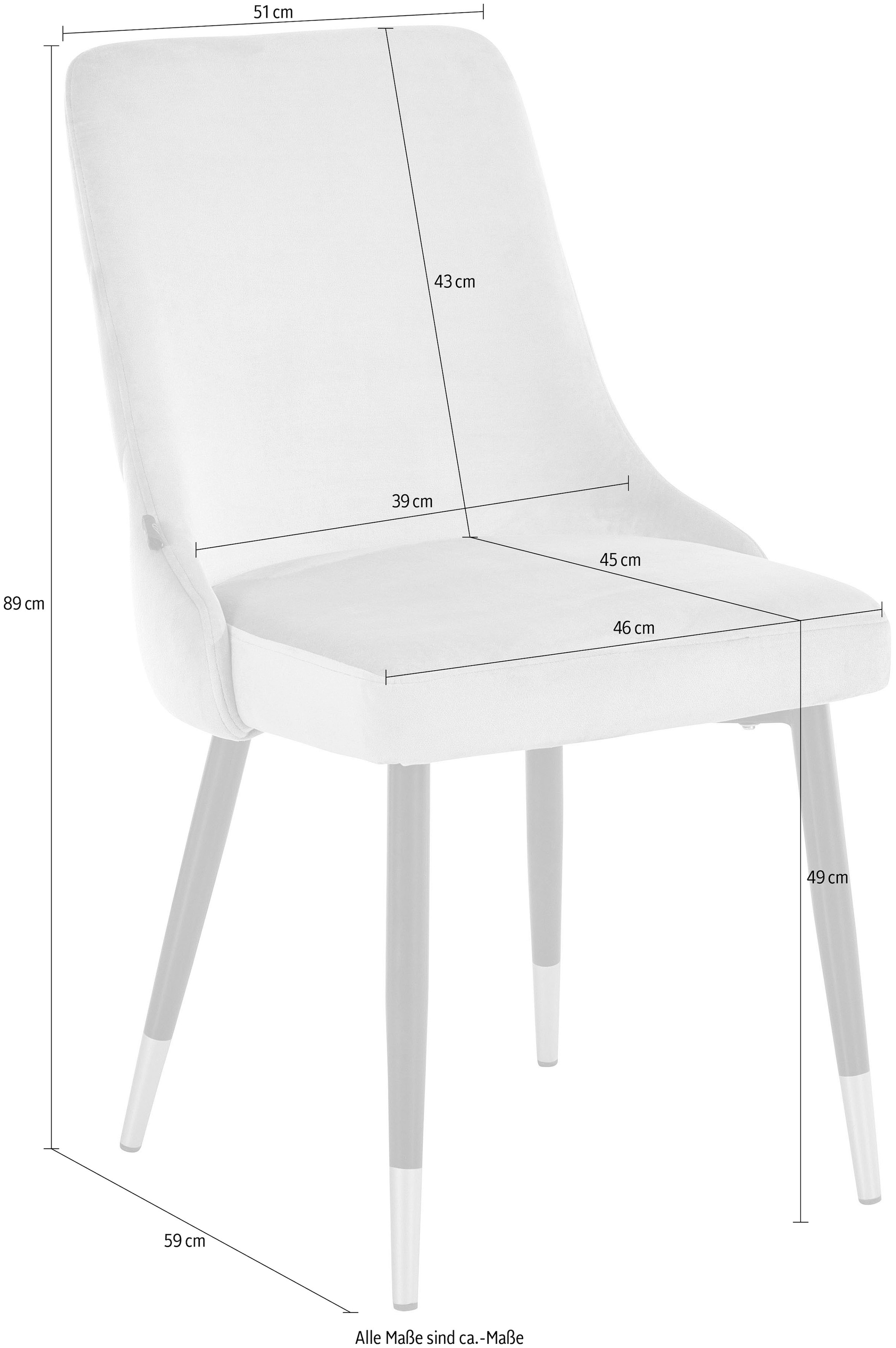 Esszimmerstuhl der »Lonessa« cm in schwarz/goldfarbenen (2 einem erhältlich, und Farbvarianten an Steppung BAUR Stück). Rückenseite, | 49 verschiedenen Knöpfen bestellen Mit Sitzhöhe Leonique mit Metallgestell,