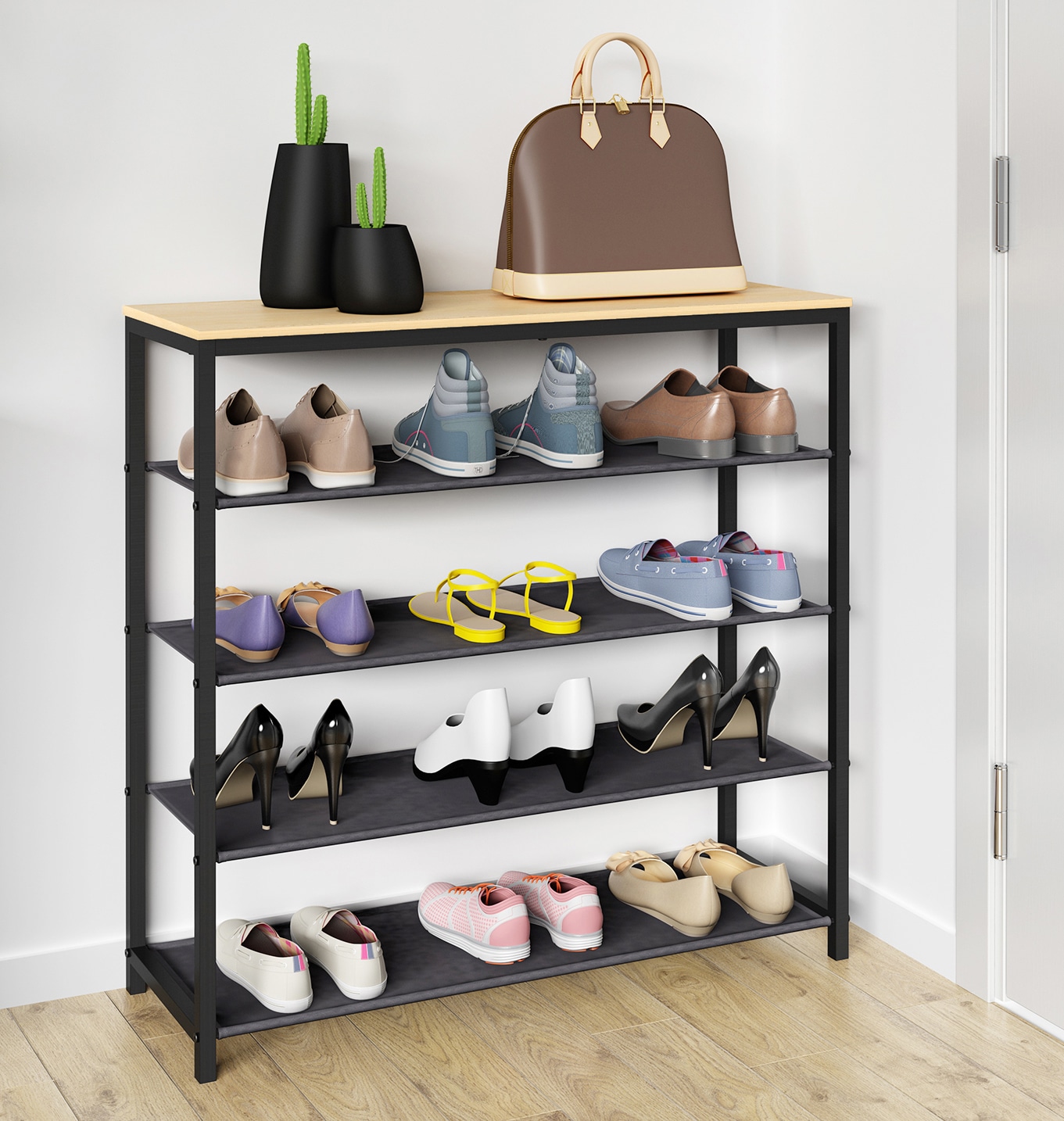 VCM Schuhregal »VCM Schuhregal | Maße ca. H. 87 x B. 90 x T. 30 cm | Schuhablage im Industrie Style Design | Regal mit 4 Fächern - Taliro«