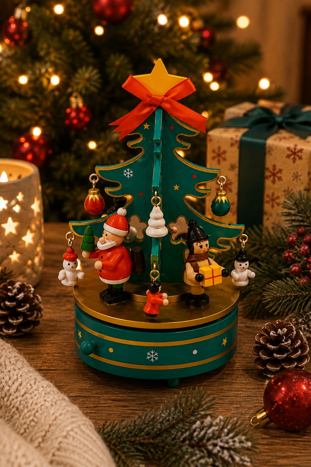 OTTO home Spieluhr »Weihnachtsbaum festlich, 1 Stück« Weihnachtsbaum aus Holz , Aufziehschlüssel, extra Anhänger, Melodie