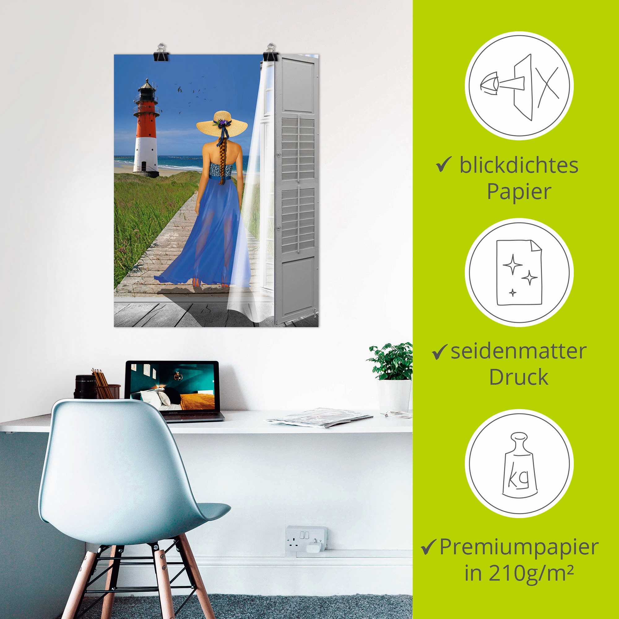 Artland Poster »Urlaub am Meer« Frau 1 Stk. tlg. als Poster, Wandaufkleber in verschied. Größen