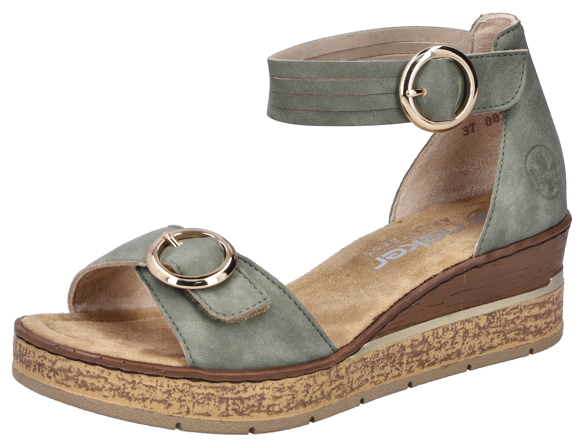 Rieker Keilsandalette  Sommerschuh, Urlaubsschuh, Sandale mit trendy Fesselriemchen