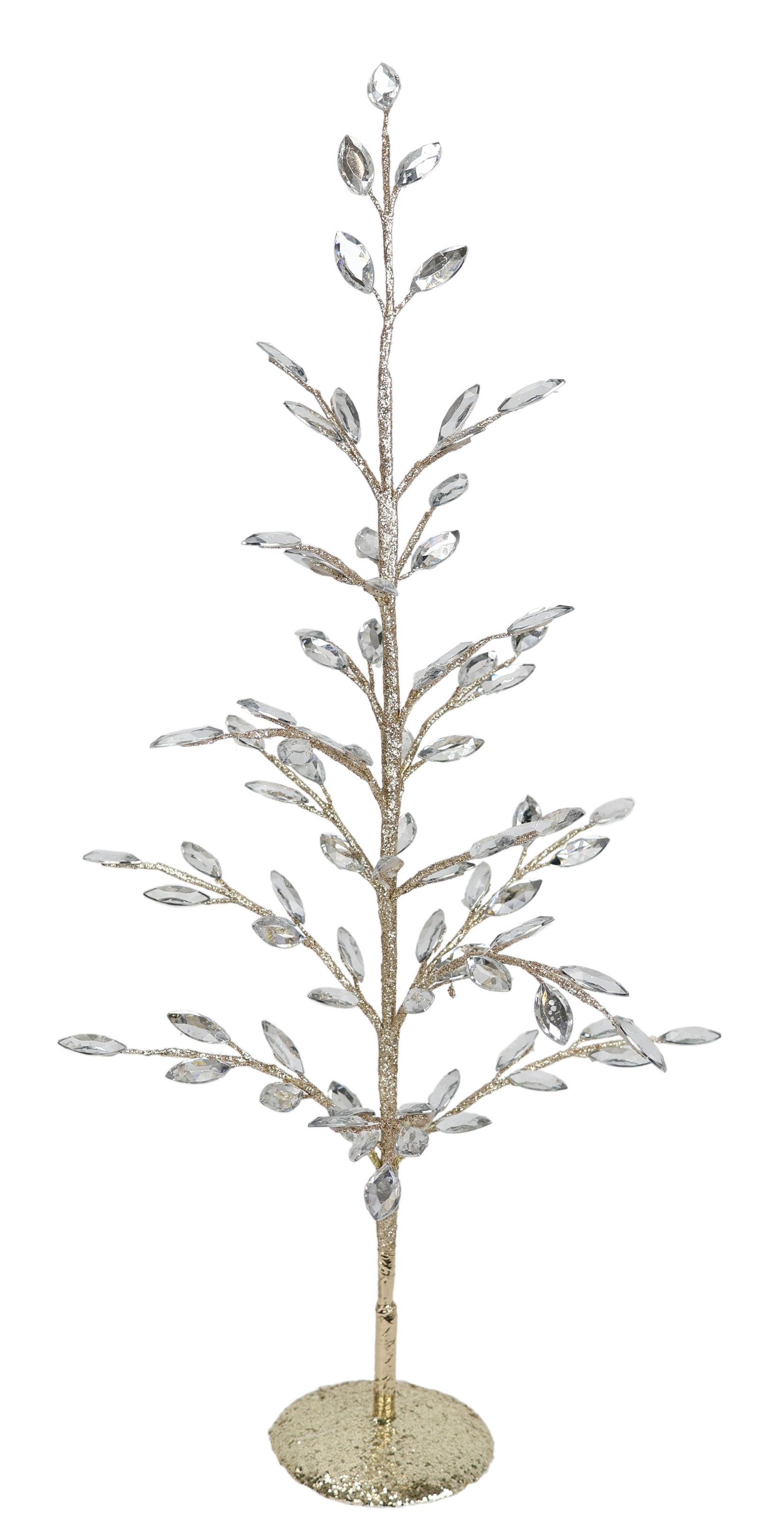 Kunstbaum I.GE.A. "Dekobaum mit Acryl-Steinchen", champagner, B:25cm H:51cm L:25cm, Metall, Kunstpflanzen, und Glimmer Weihnachtsbaum Christbaum Weihnachtsdeko