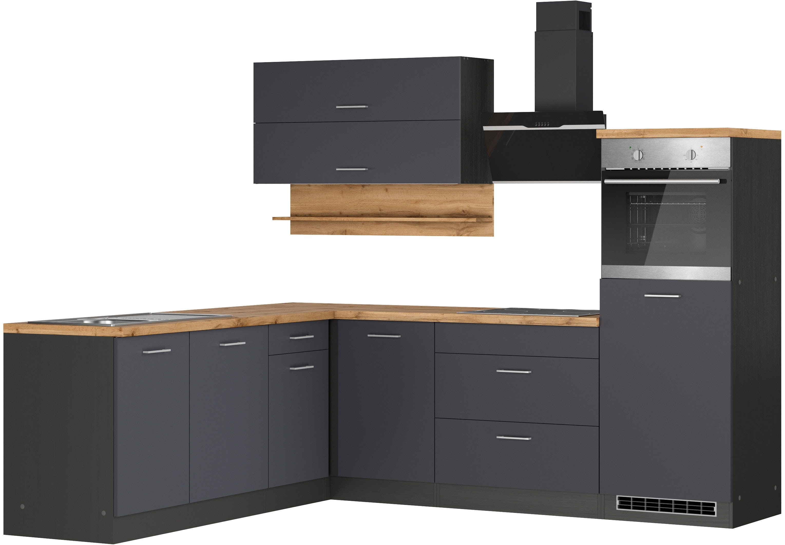 KOCHSTATION Winkelküche "KS-Milan" Stellbreite 250/220 cm, viel Stauraum, wahlweise mit E-Geräten