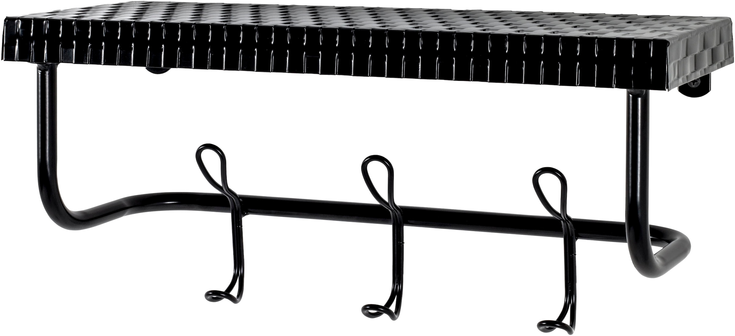 HAKU Garderobenleiste "Flurgarderobe, Garderobe, Garderobenhaken, Garderobenleiste," rechteckig - aus Metall Schwarz - B/T/H 42/16/19 cm