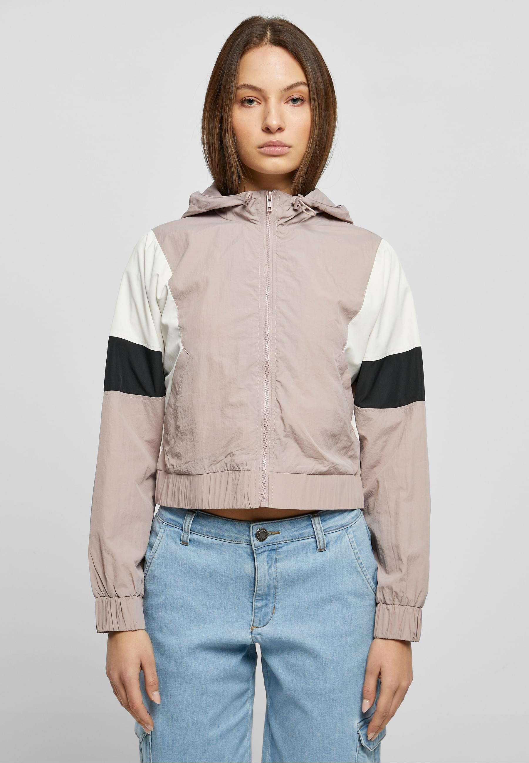URBAN CLASSICS Allwetterjacke »Urban Classics Damen Ladies Short 3-Tone Crinkle Jacket«, (1 St.), mit Kapuze