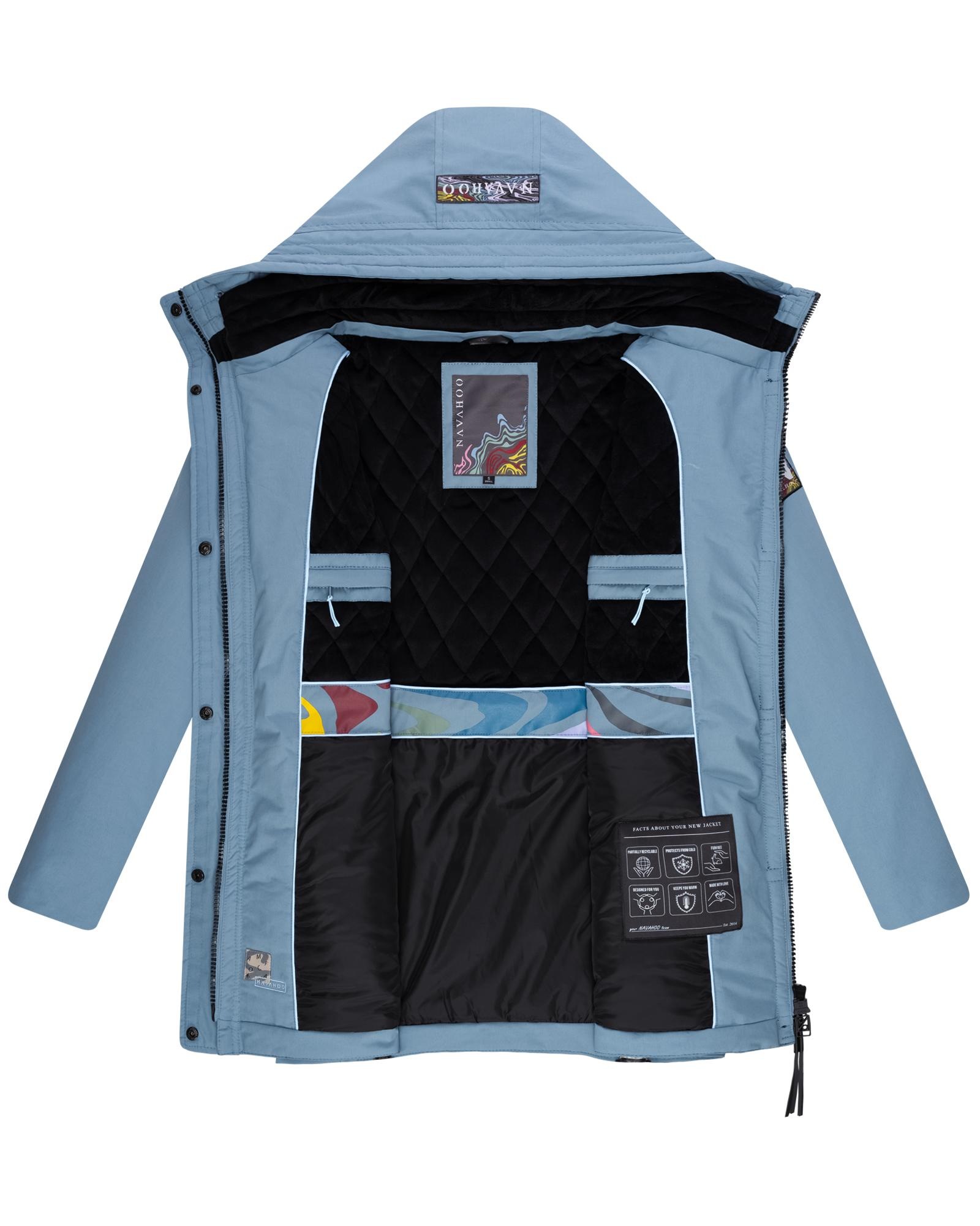 Navahoo Winterjacke »Eishauch 14«, mit Kapuze, Damen Winterparka mit Taillengürtel und Fleece-Kragen