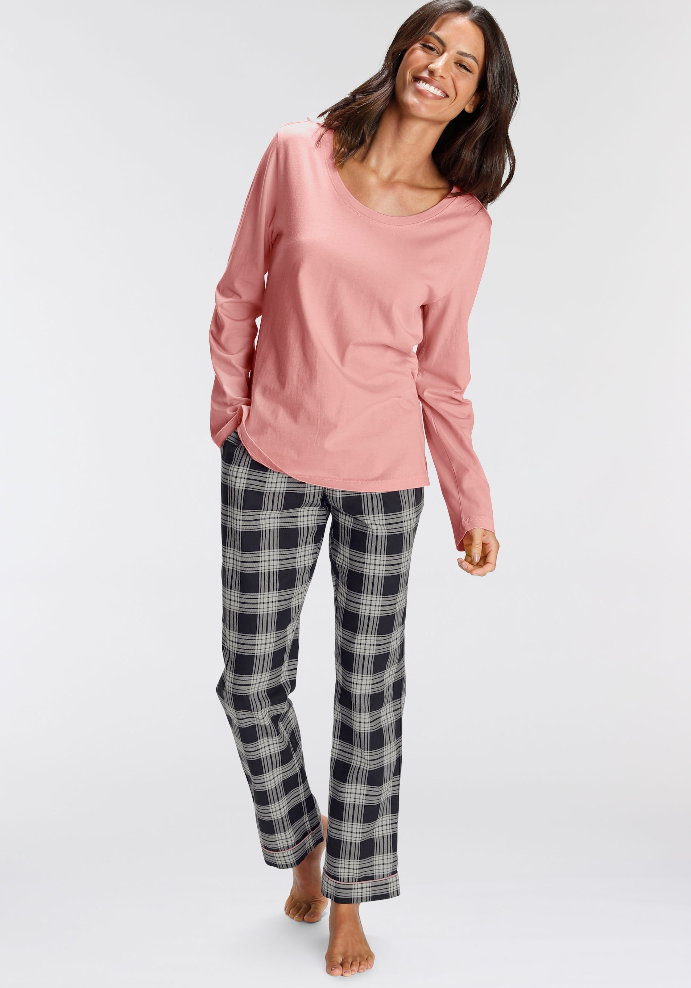 H.I.S Pyjama Set, 2 tlg. mit karierter Schlafhose günstig online kaufen