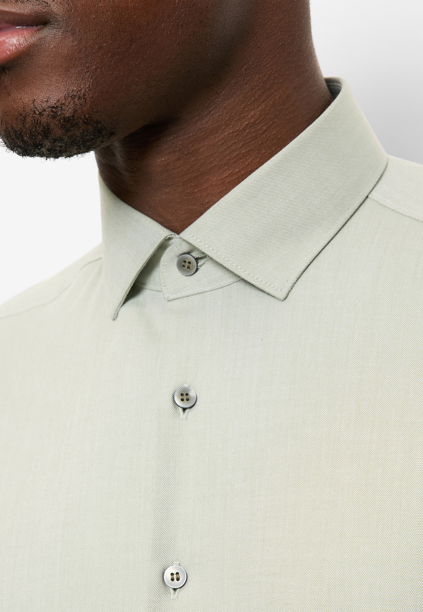 Businesshemd OLYMP "Level Five body fit", Herren, Gr. 44, N-Gr, mint, Web, Obermaterial: 64% Baumwolle, 27% Polyester, 9% Elasthan, Hemden 5
